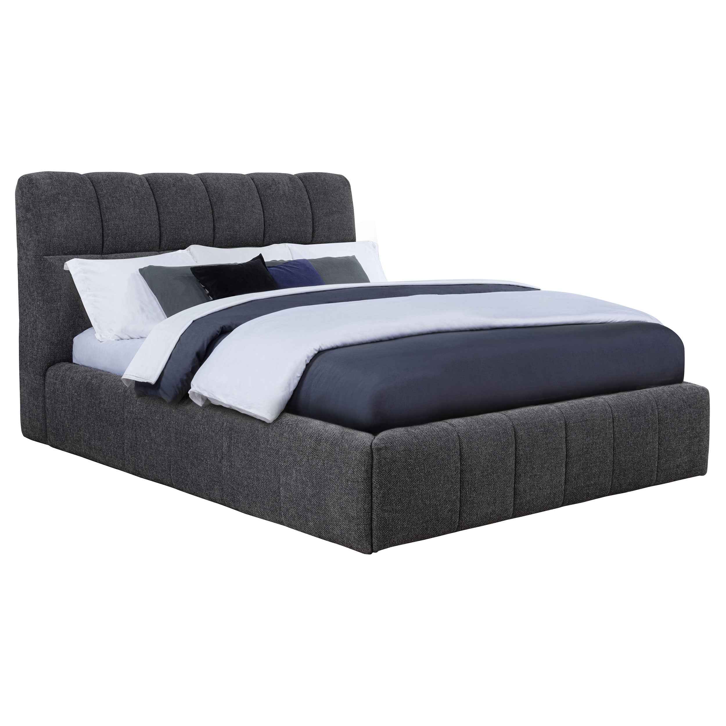 Nollet Grey 48-inch Upholstered Queen Panel Platform Bed - Image 2