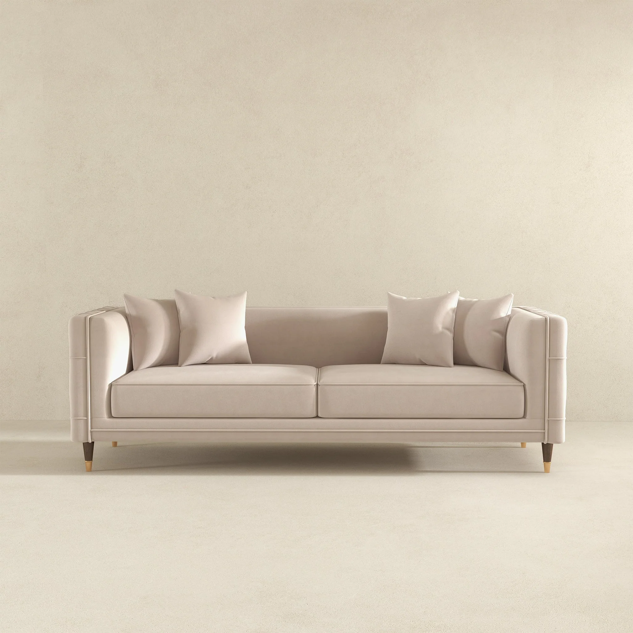 Nora Light Cream Velvet Sofa - Image 4