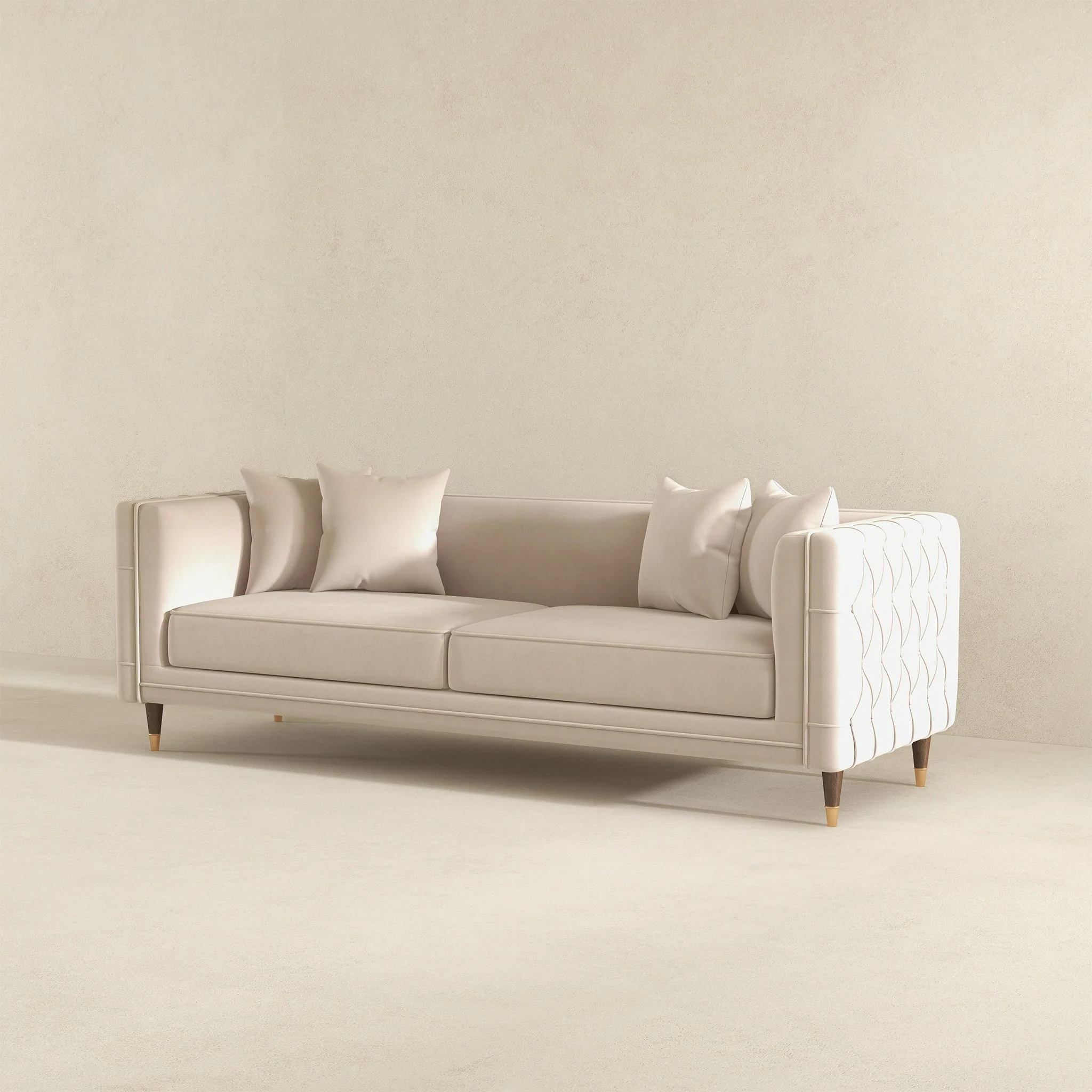 Nora Light Cream Velvet Sofa - Image 5