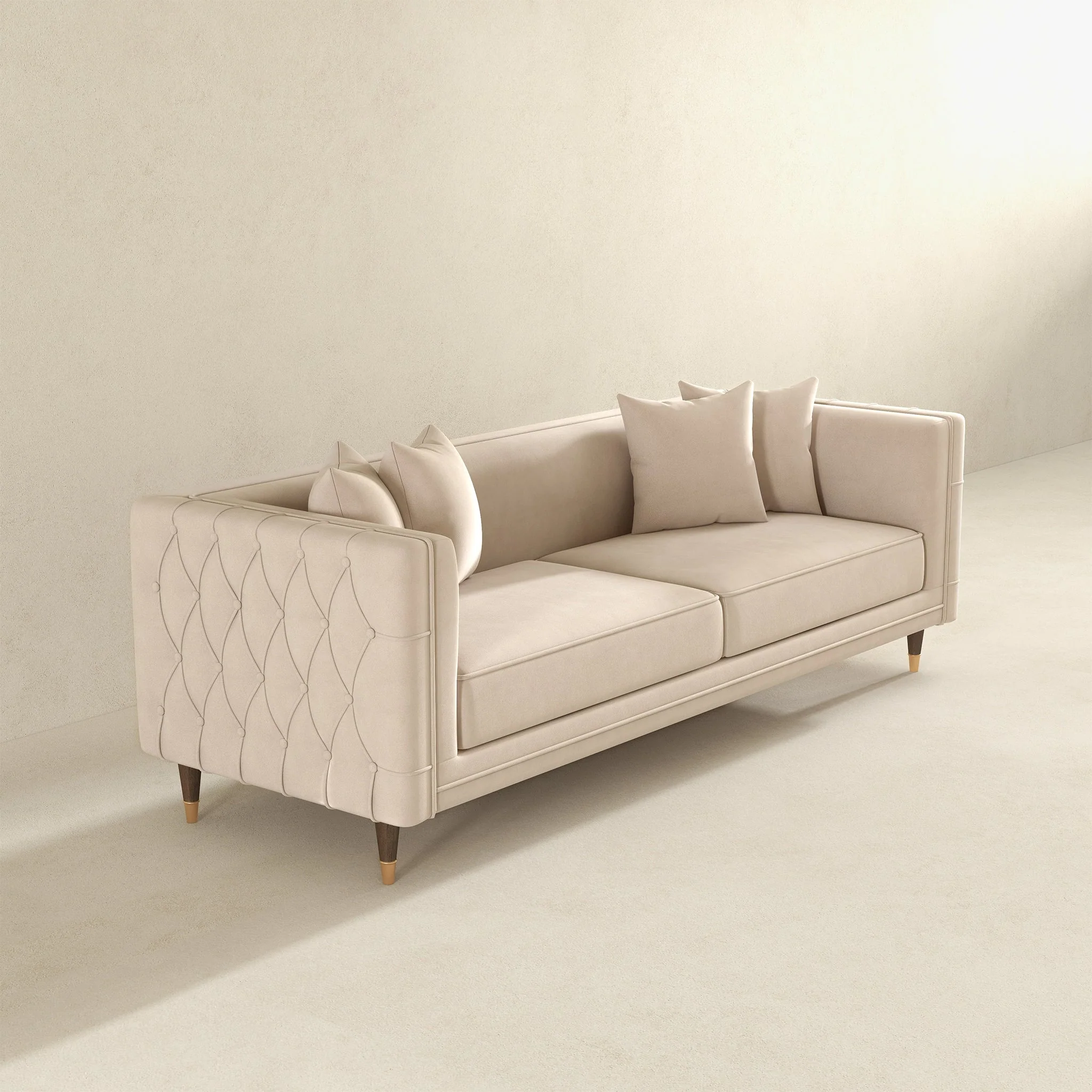 Nora Light Cream Velvet Sofa - Image 6