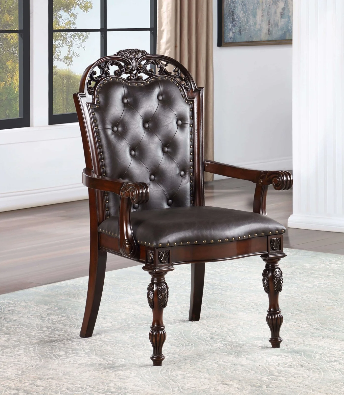 Nouvelle Brown Cherry 7-Piece Dining Room Set - Image 5