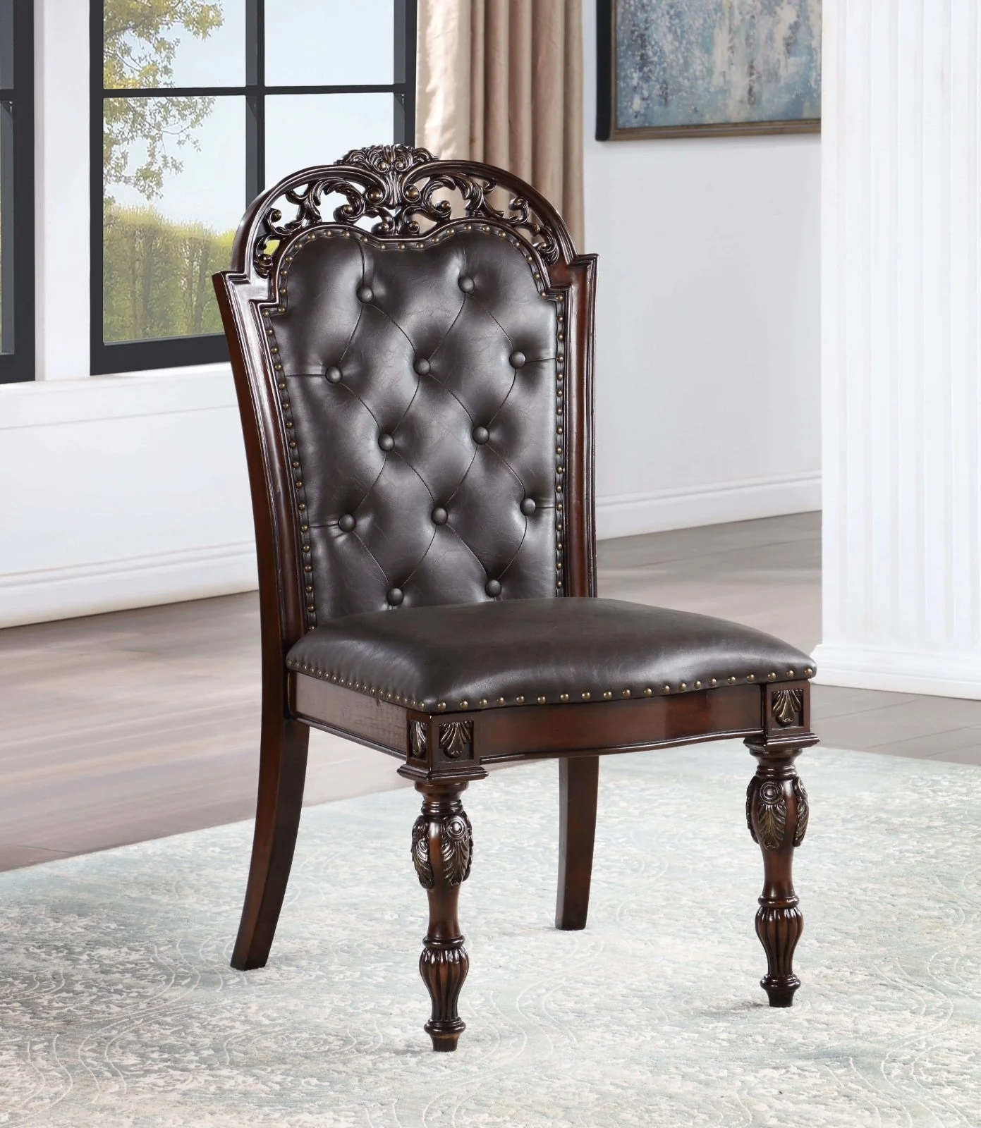 Nouvelle Brown Cherry 7-Piece Dining Room Set - Image 7