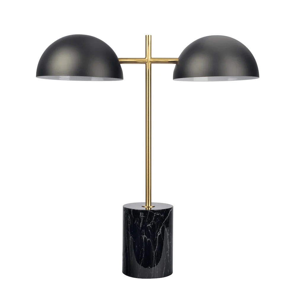 Nova Hydro Black Table Lamp with On/Off Switch Double Lamp with Faux Marble Base