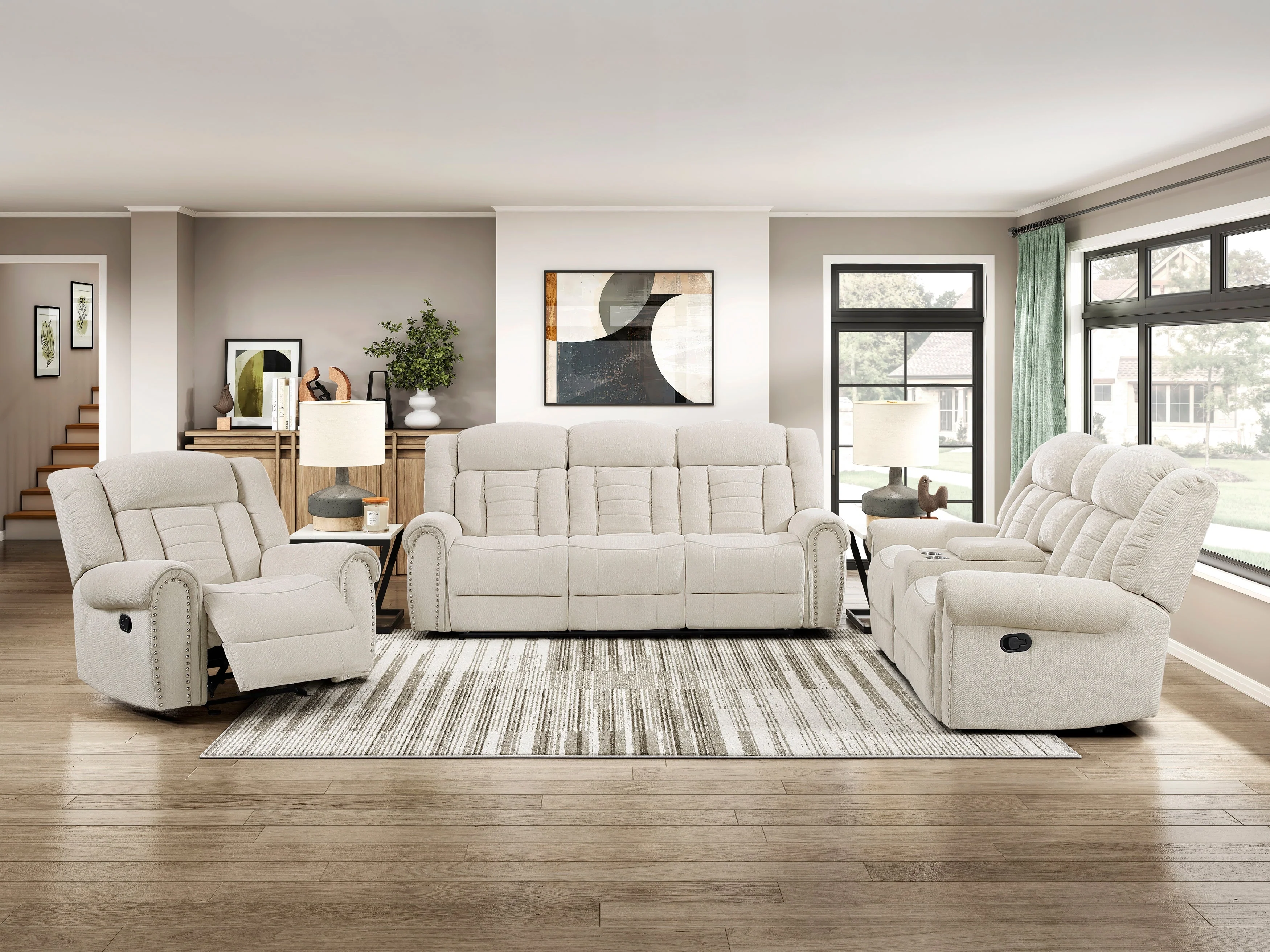 Nutmeg Beige Double Reclining Living Room Set