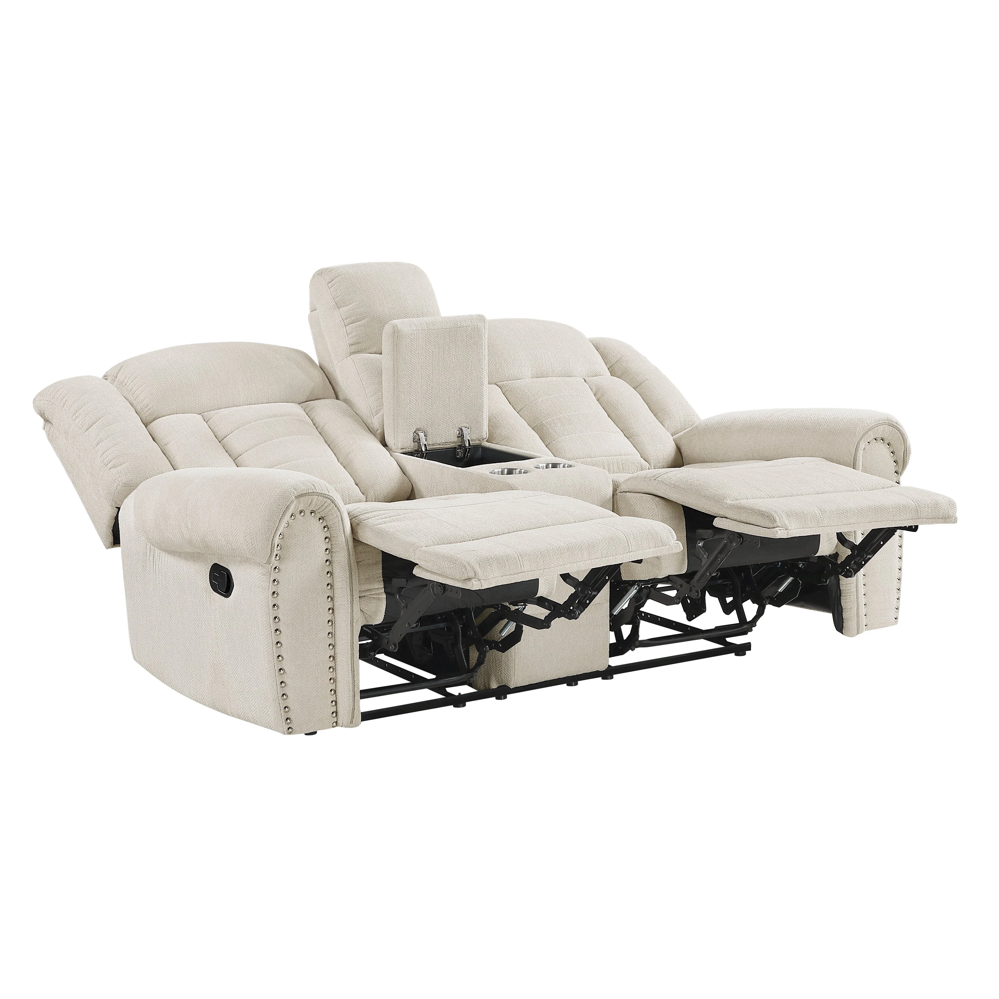 Nutmeg Beige Double Reclining Living Room Set - Image 8