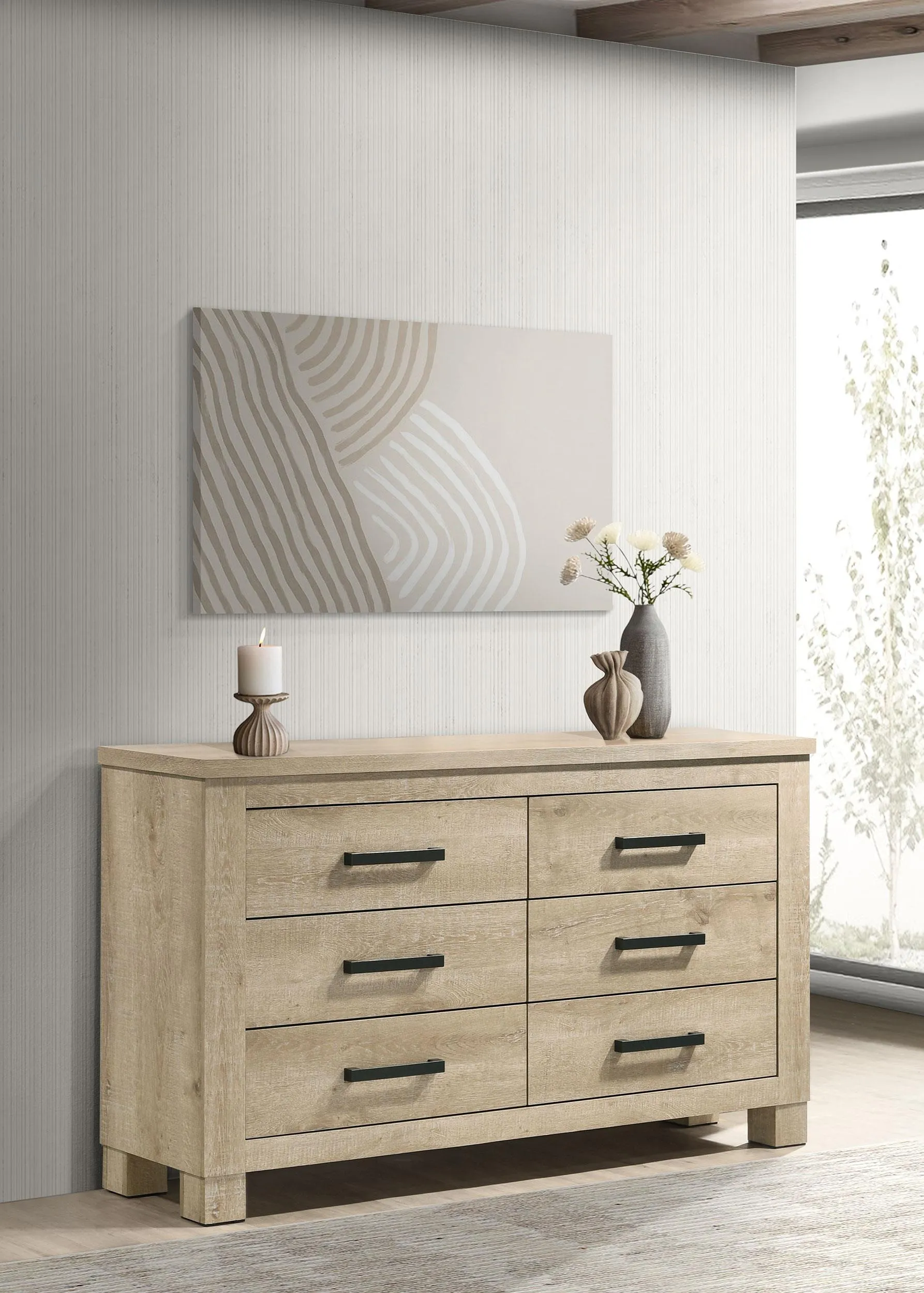 Oakglen Weathered Oak 6-drawer Bedroom Dresser