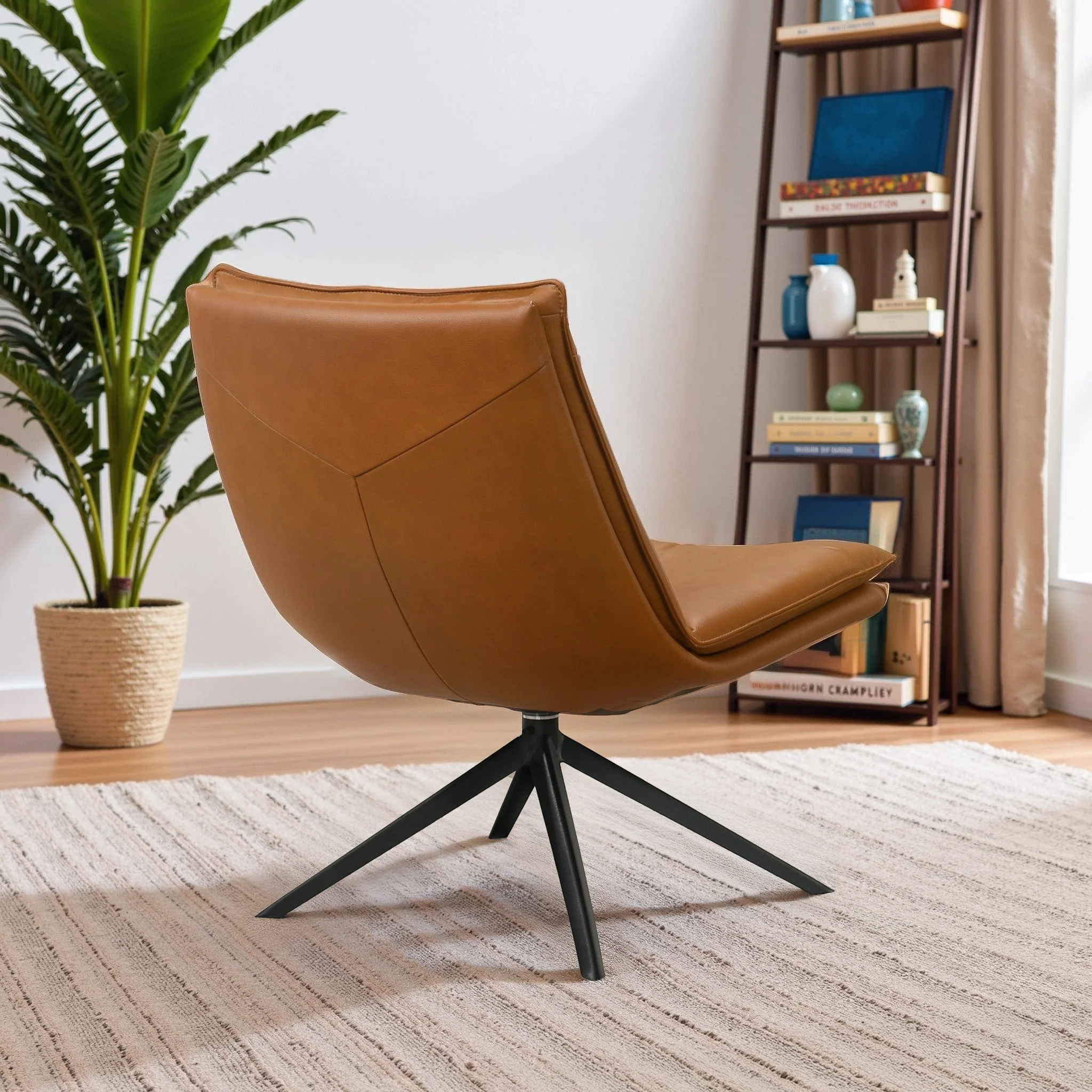 Oakland Cognac Vegan Leather Swivel Chair - Image 4