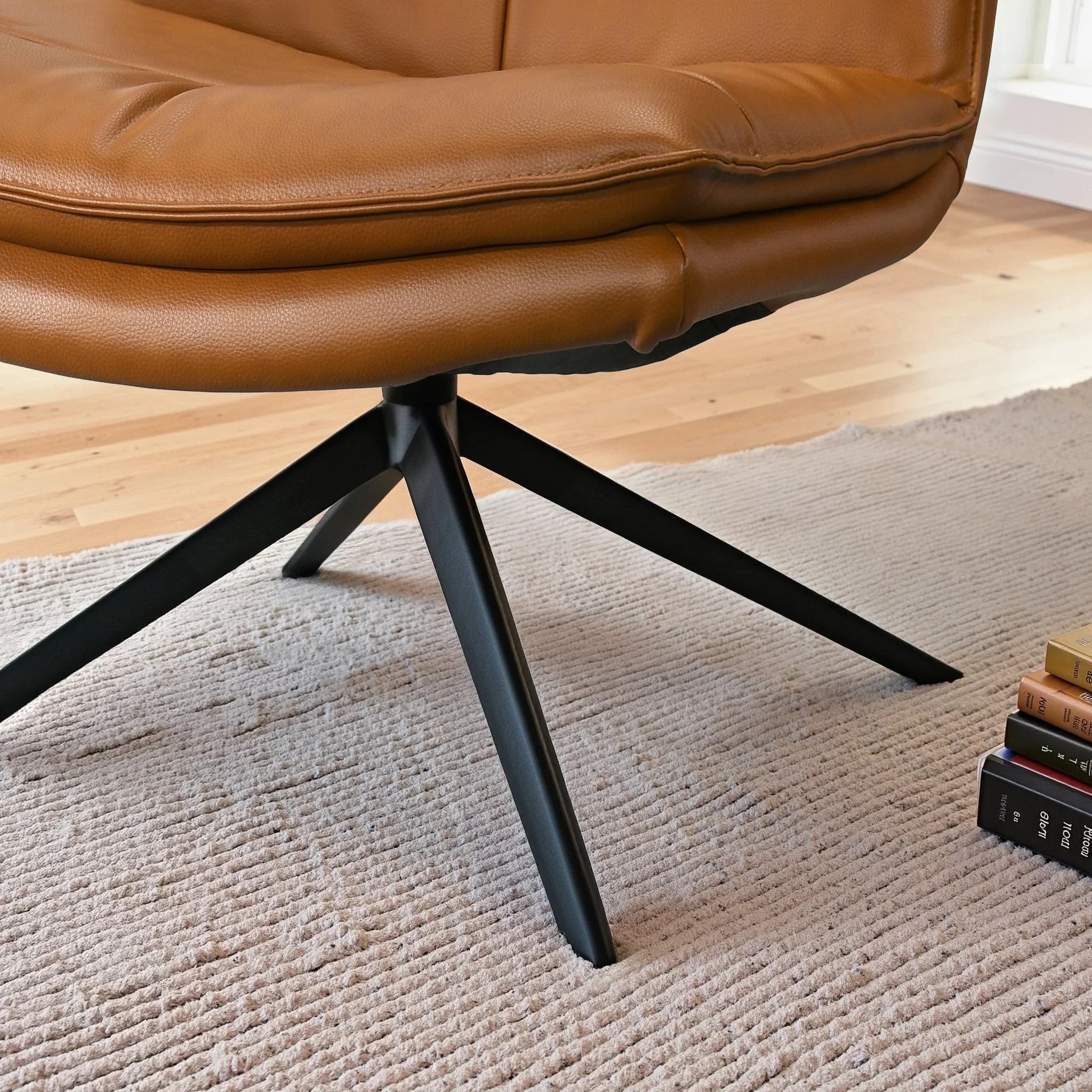 Oakland Cognac Vegan Leather Swivel Chair - Image 5