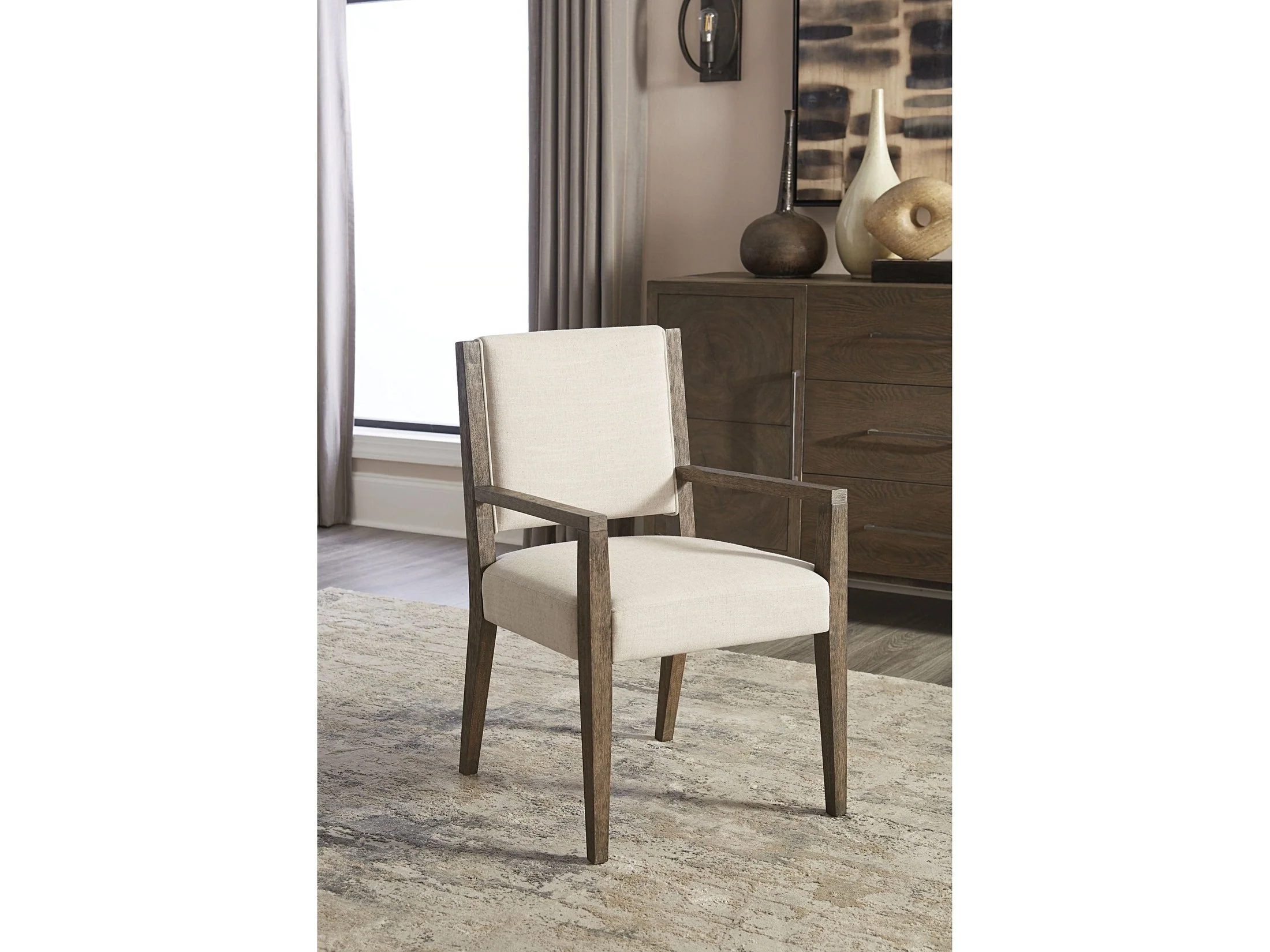 Oakland Upholstered Arm Chair in Brunette (Set of 2)