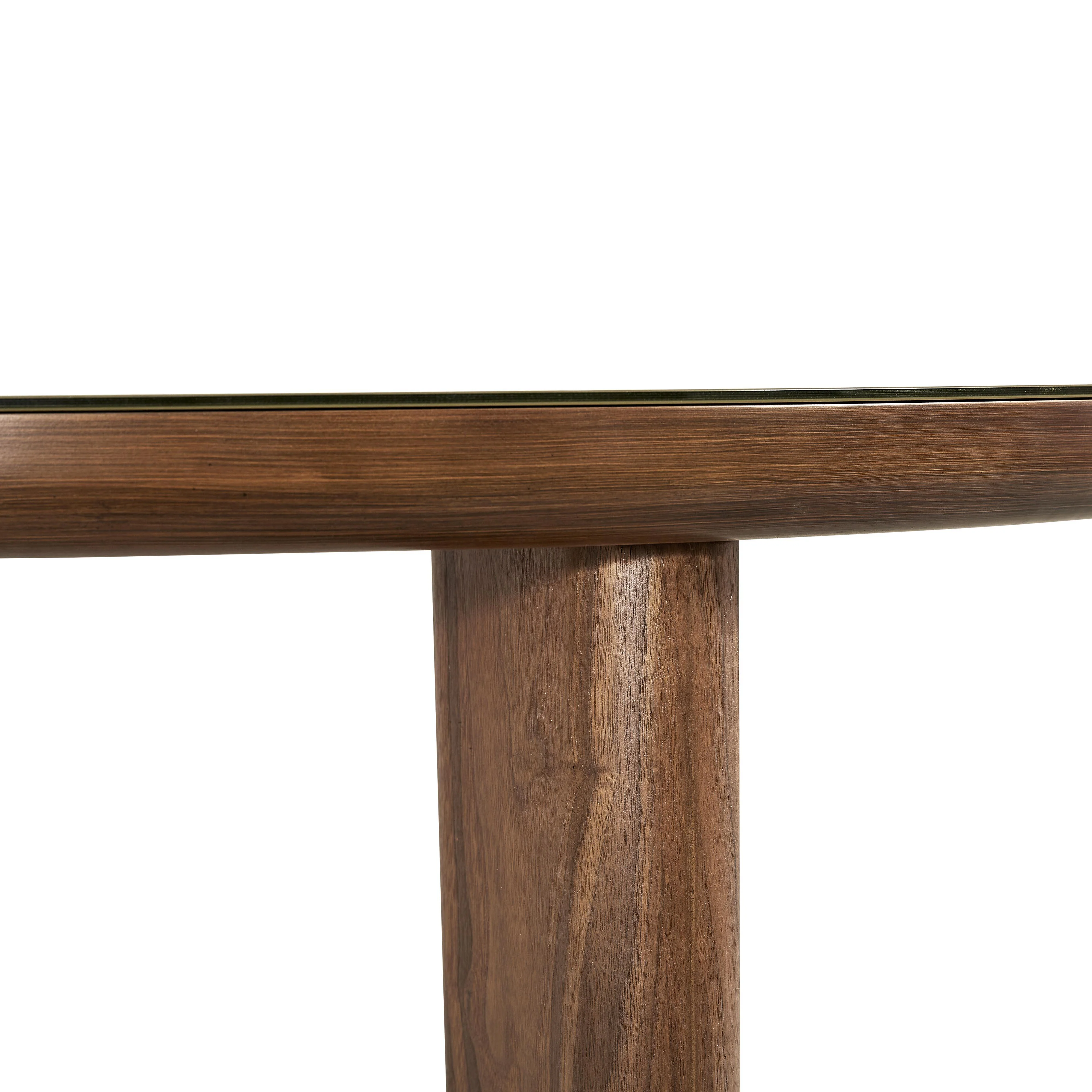 Oani Walnut and Glass 51" Round Dining Table - Image 6