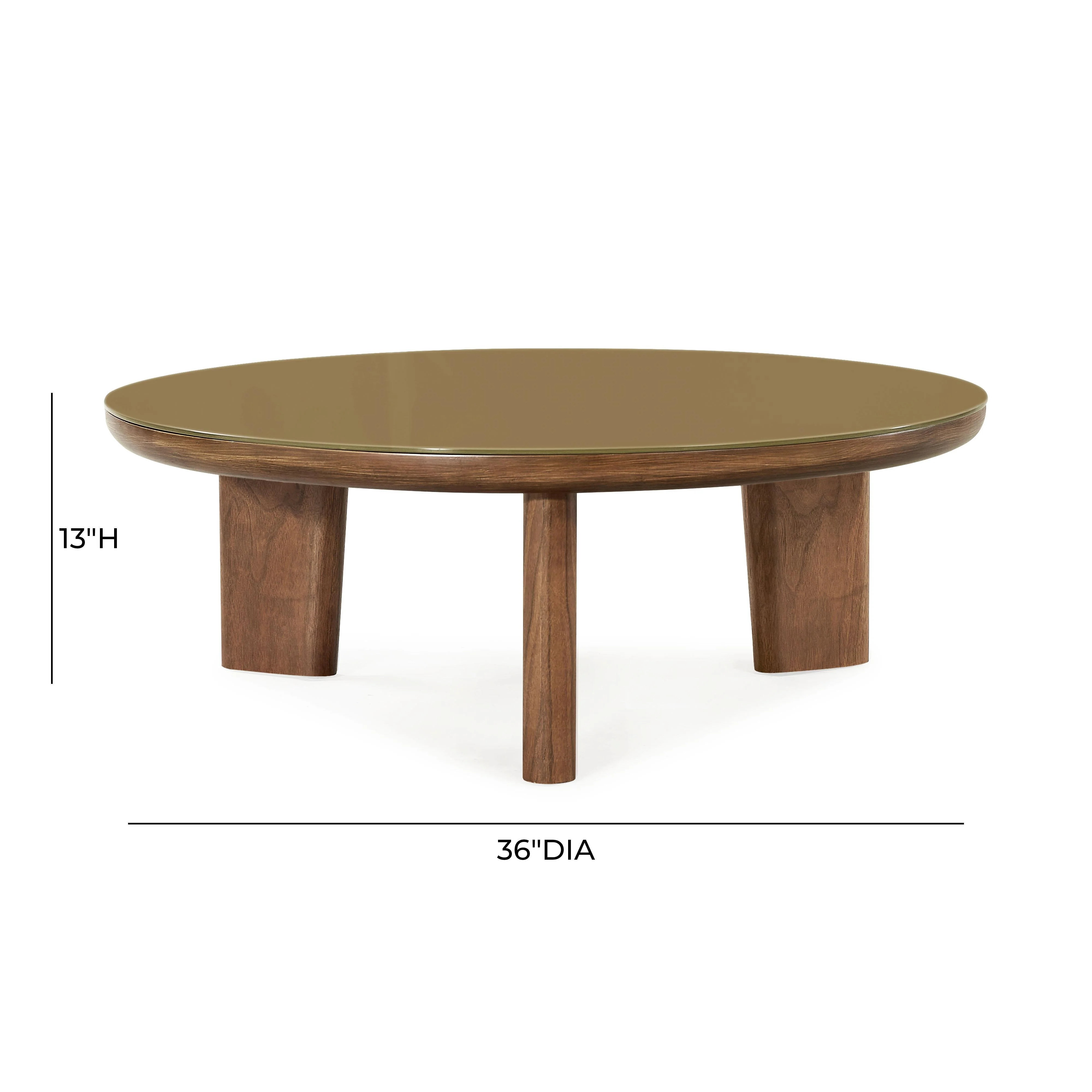Oani Walnut and Glass Round Coffee Table - Image 8