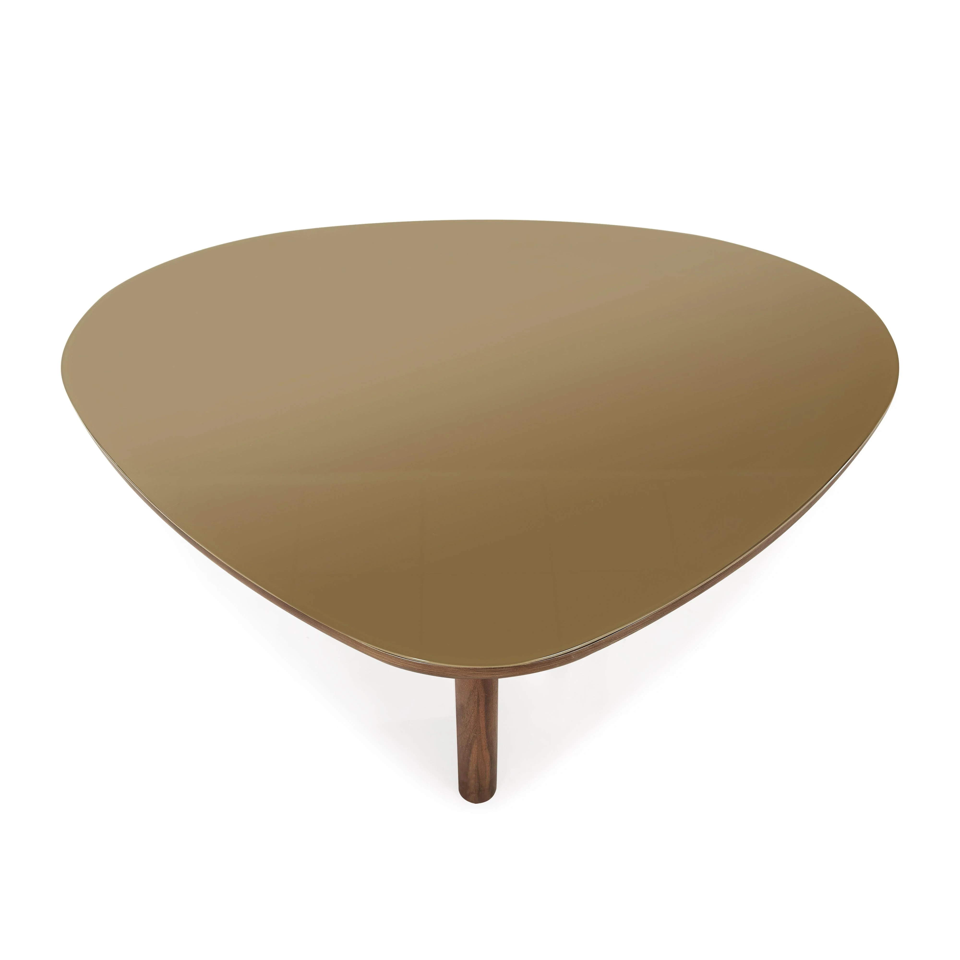 Oani Walnut and Glass Triangular Coffee Table - Image 4