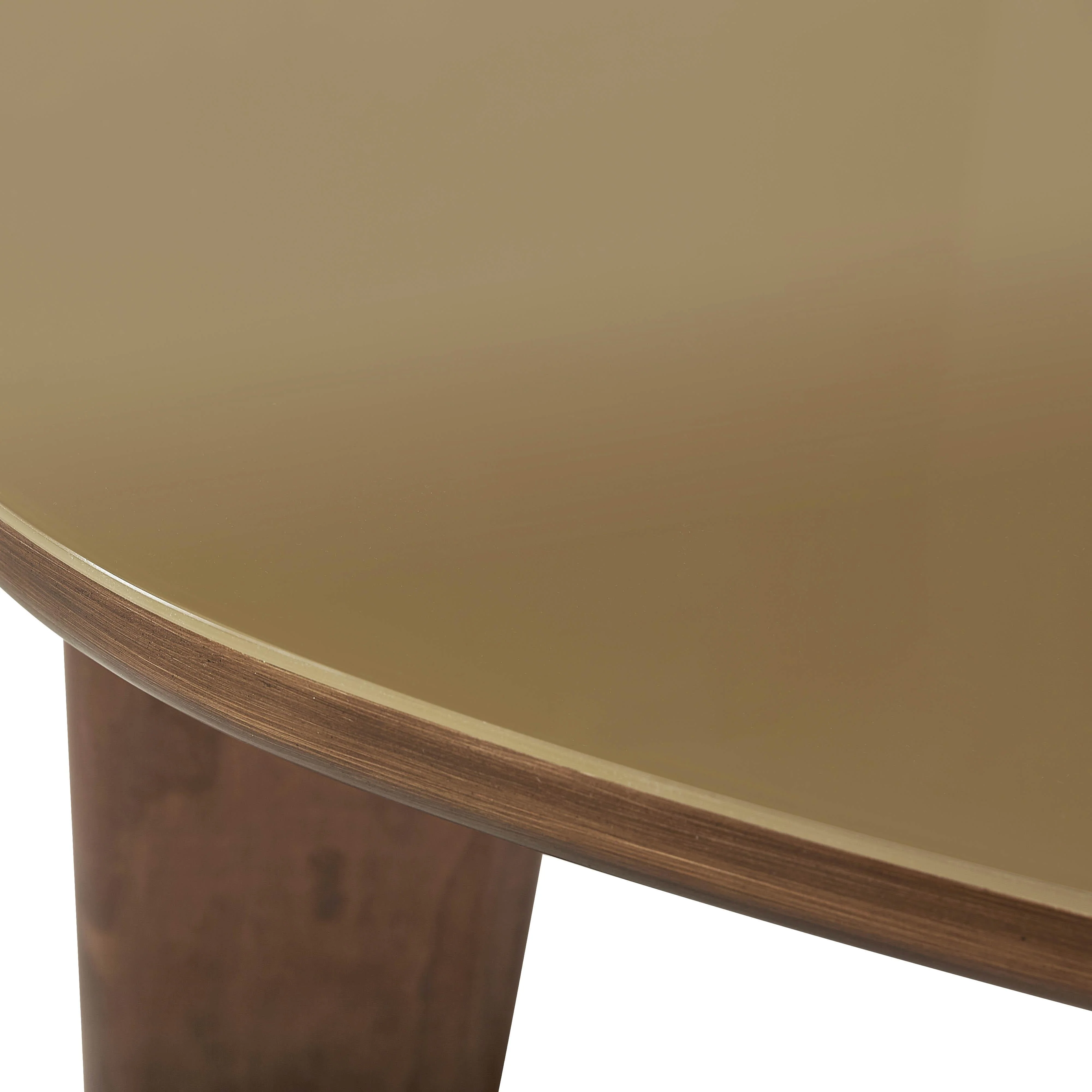 Oani Walnut and Glass Triangular Coffee Table - Image 5