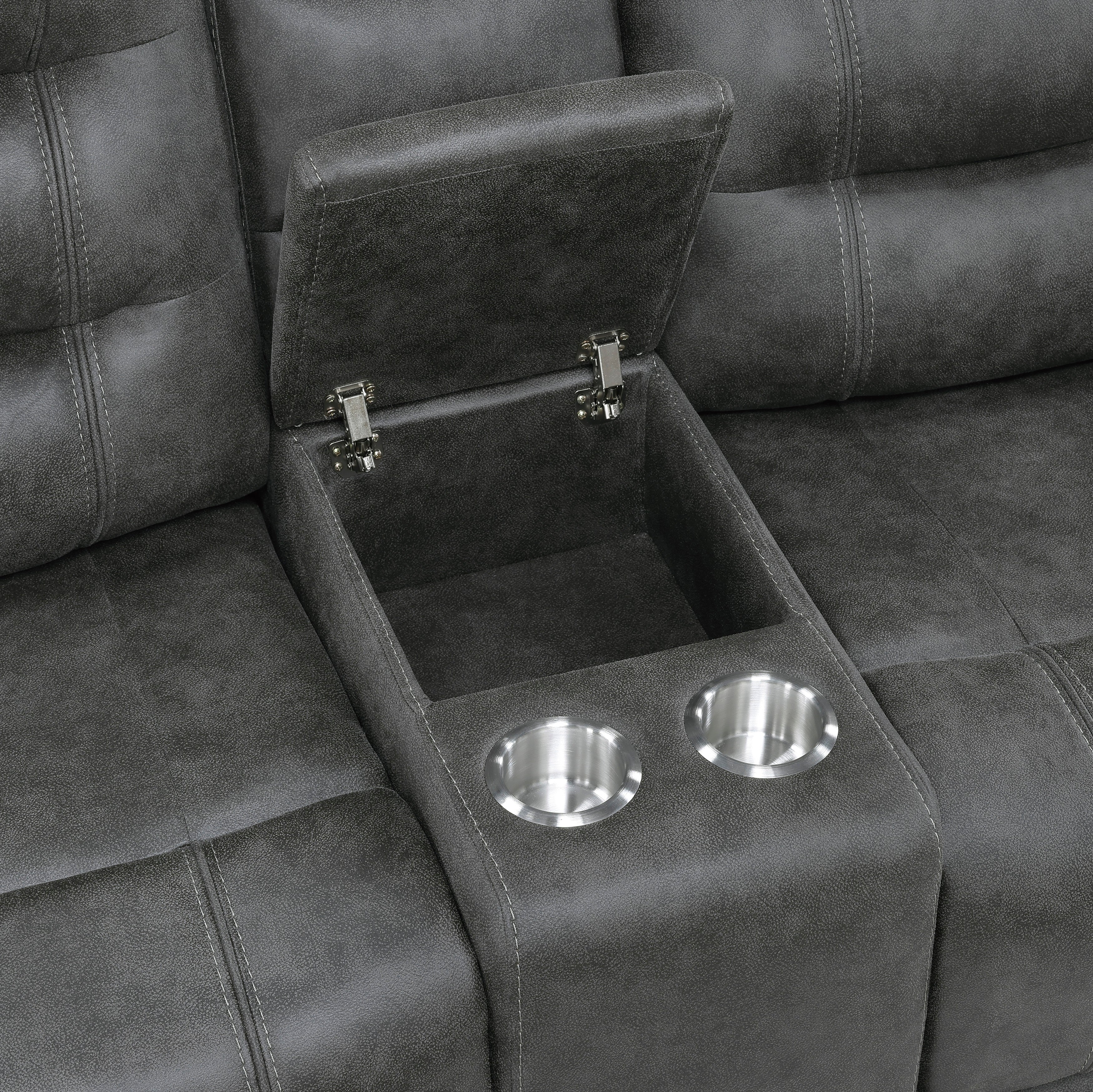 Oberon Dark Gray Double Reclining Living Room Set - Image 11