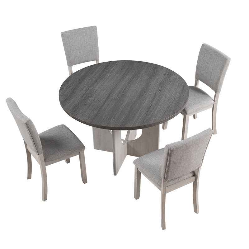 Oberto Gray 5 Pc. Round Dining Table Set - Image 3