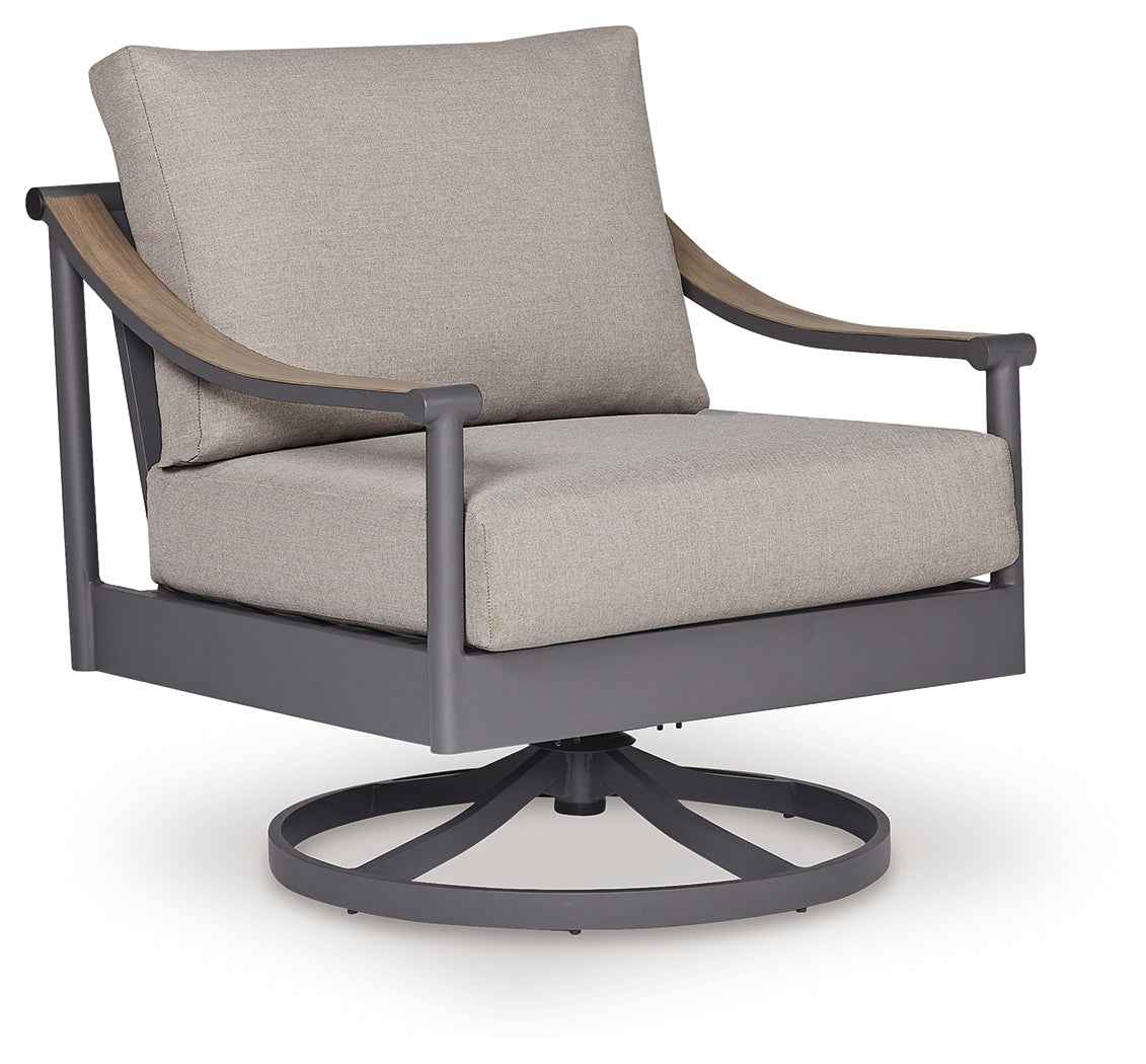 Ocean Beach Gray Outdoor Swivel Lounge with Cushion - Image 2