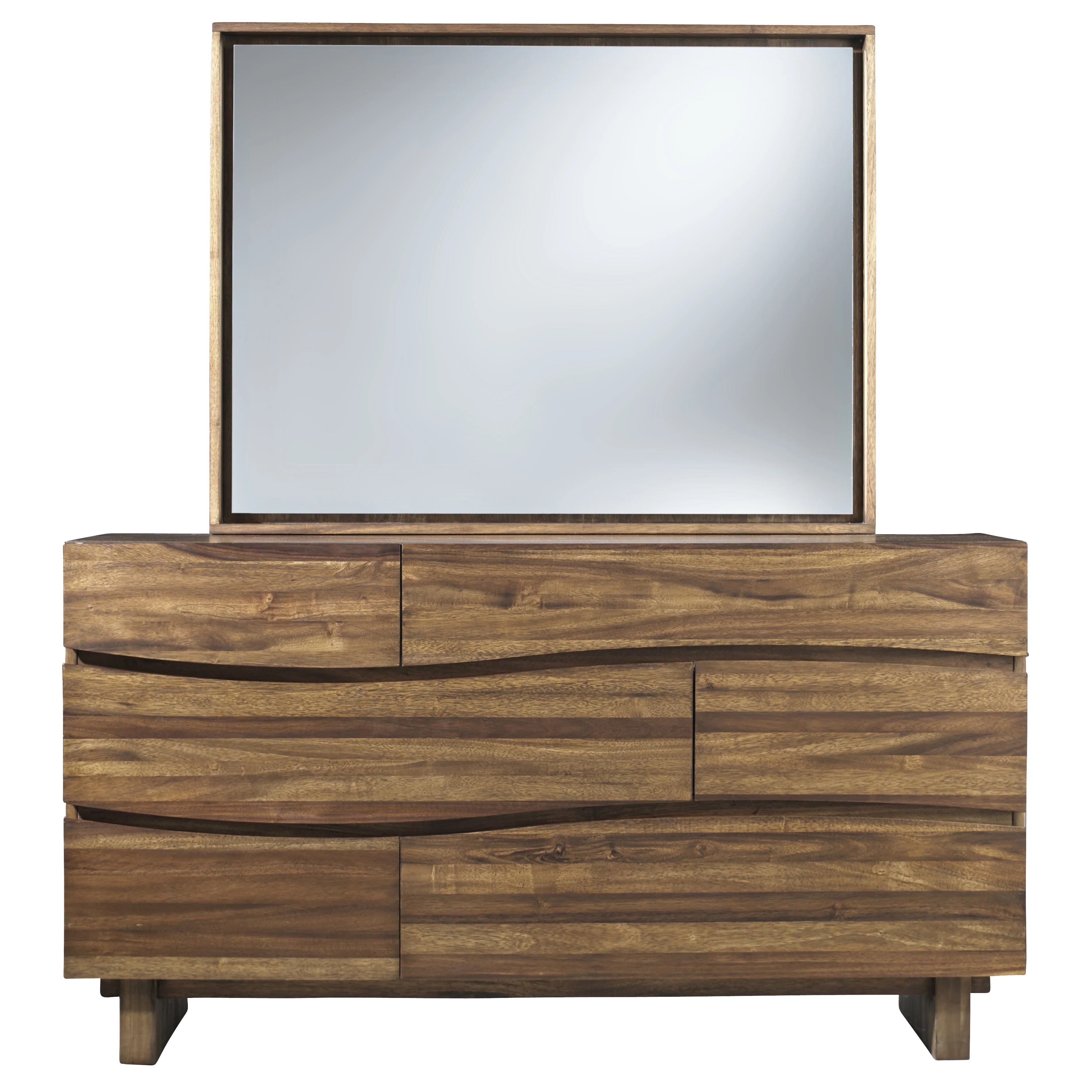 Ocean Six Drawer Solid Wood Dresser in Natural Sengon - Image 3