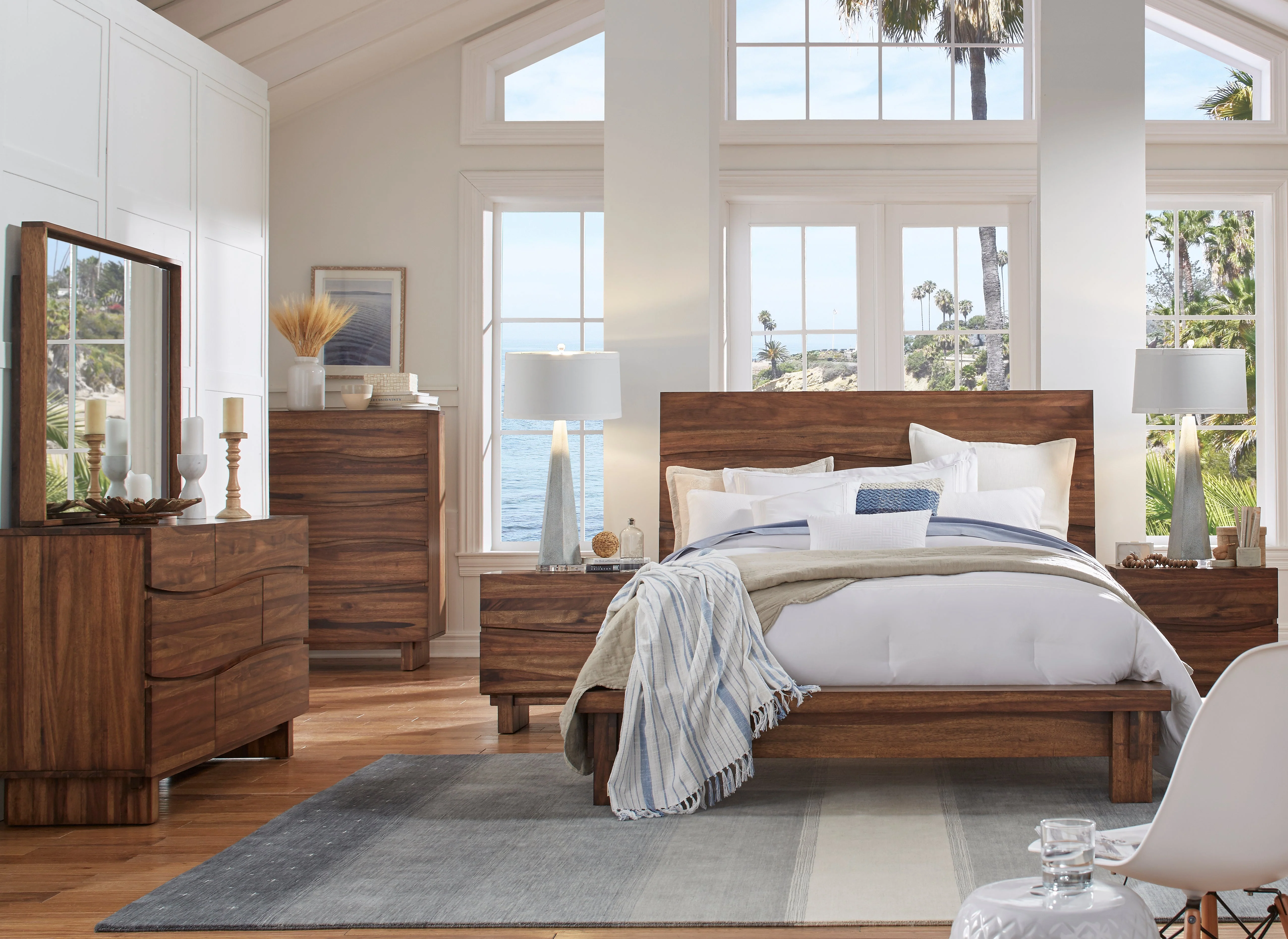 Ocean Solid Wood Full Platform Bed in Natural Sengon - Image 2