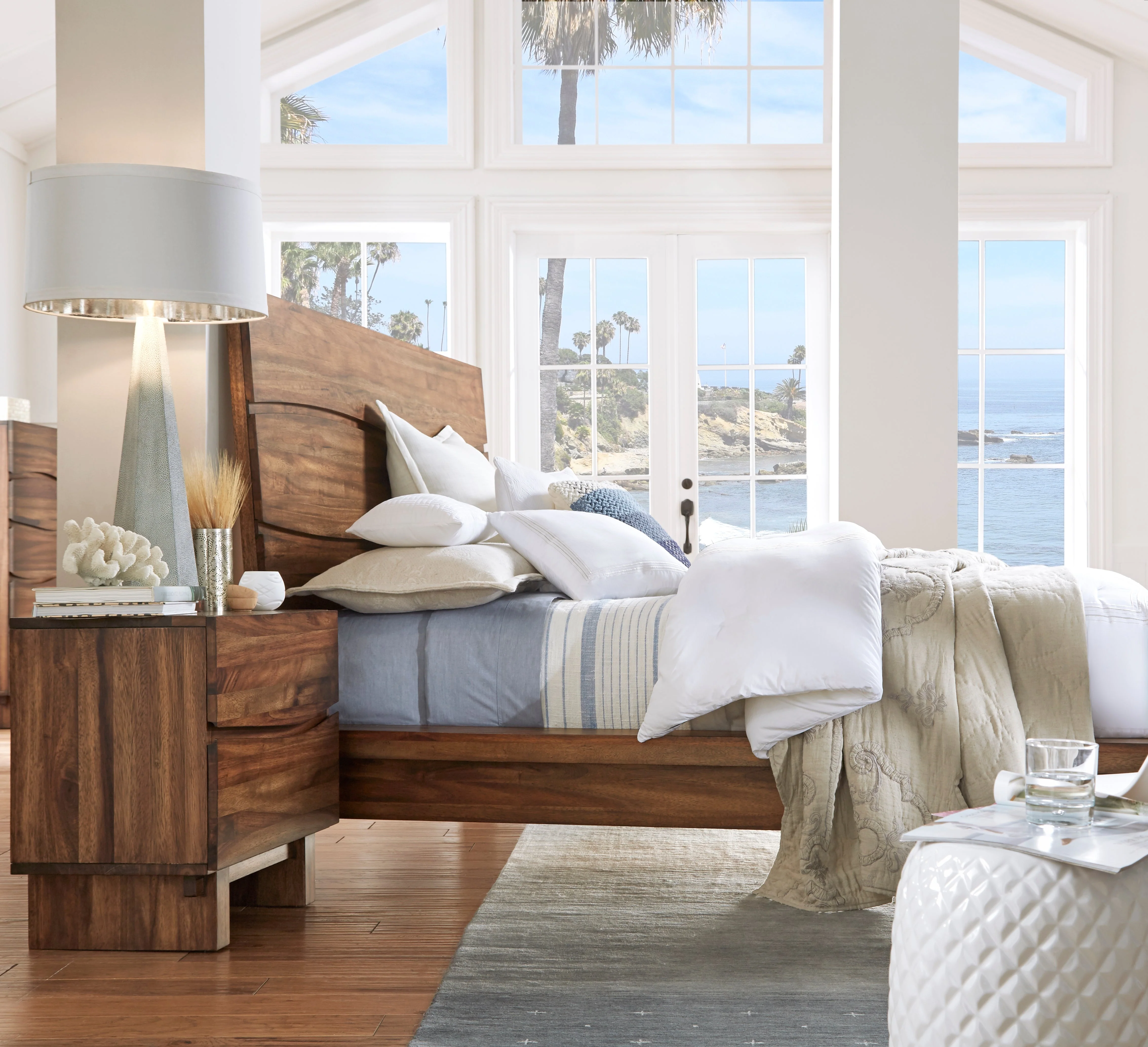 Ocean Solid Wood Full Platform Bed in Natural Sengon - Image 4