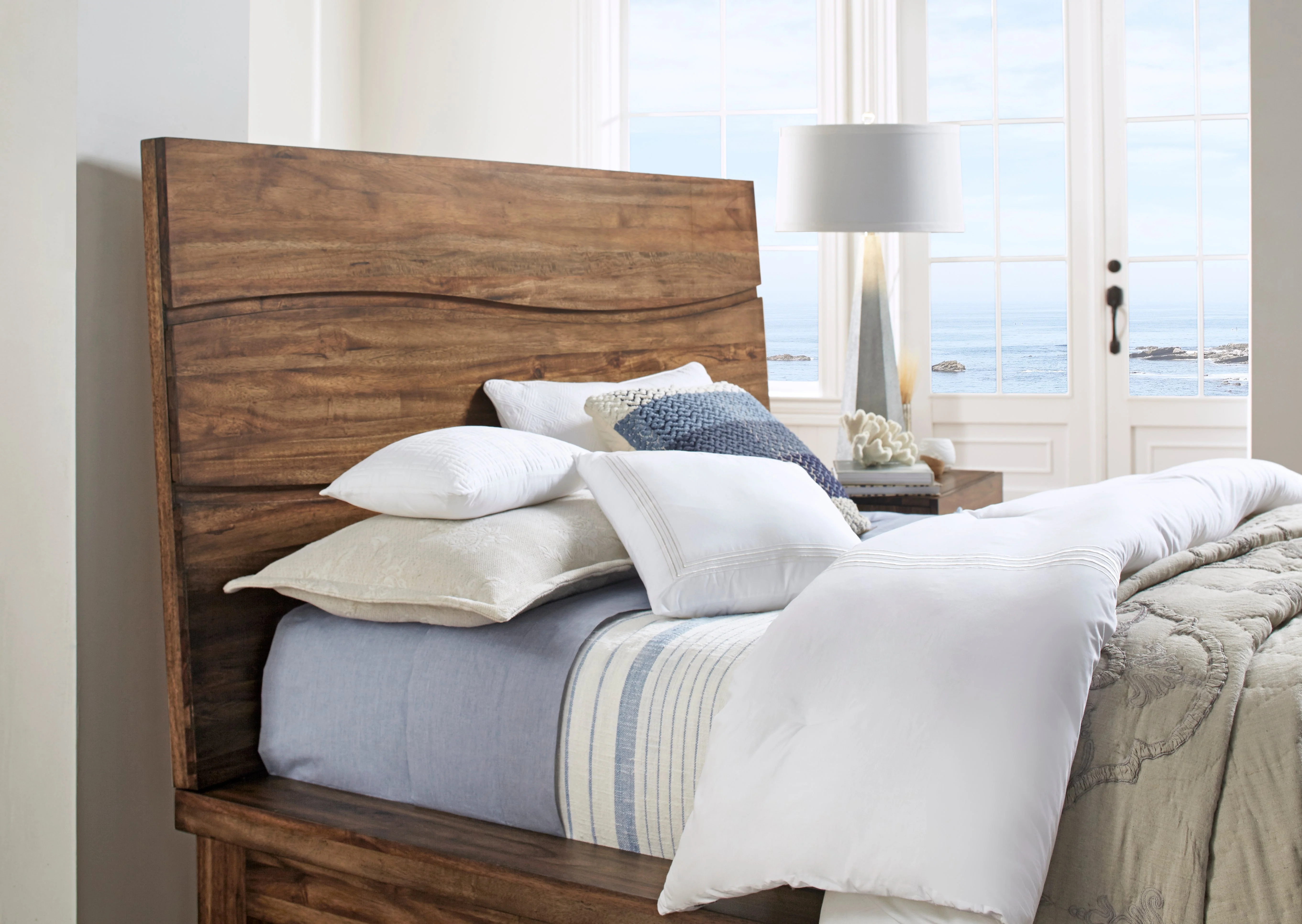 Ocean Solid Wood Full Platform Bed in Natural Sengon - Image 5