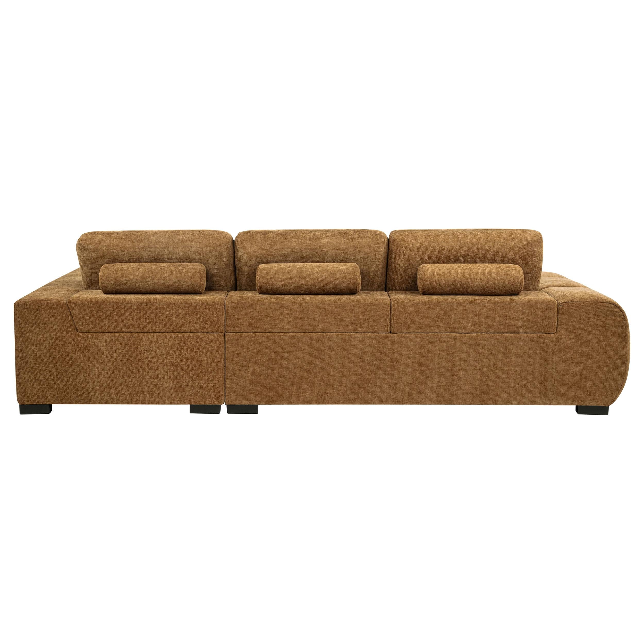 Octavia Amber Fabric Upholstered Sectional Chaise Sofa - Image 4
