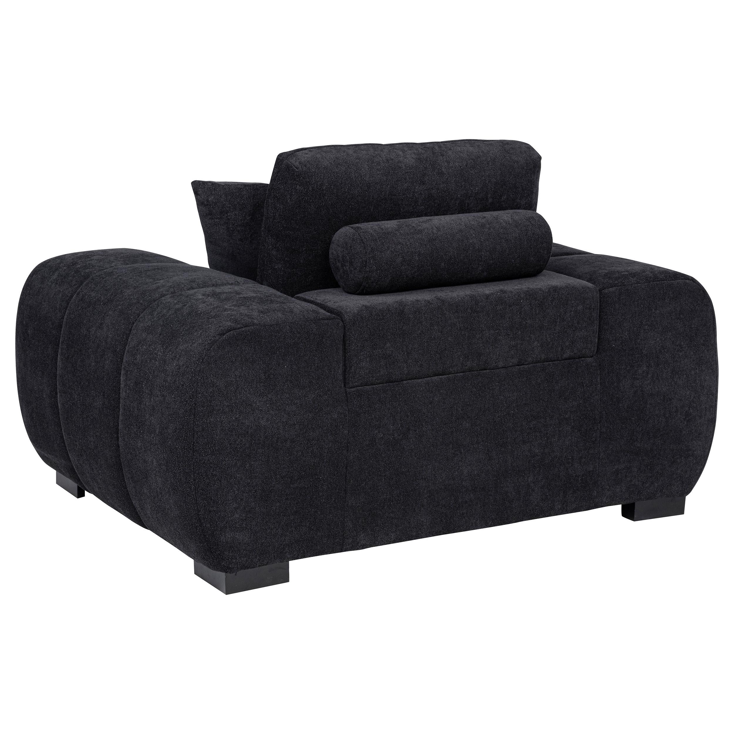 Octavia Black Fabric Upholstered Track Arm Accent Chair - Image 3
