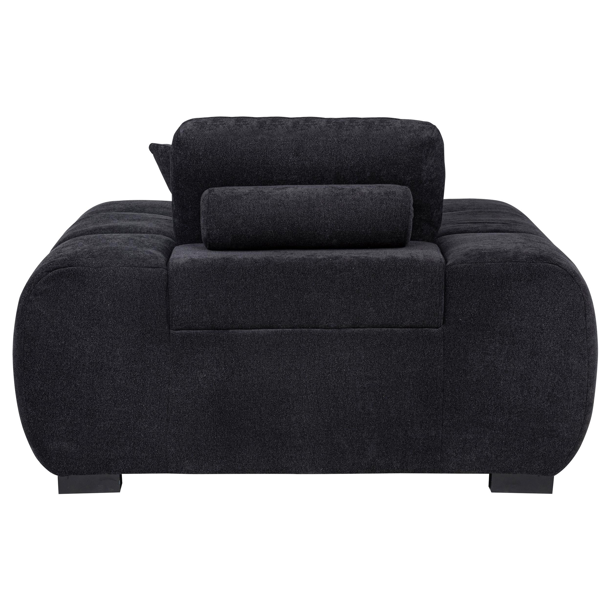 Octavia Black Fabric Upholstered Track Arm Accent Chair - Image 4