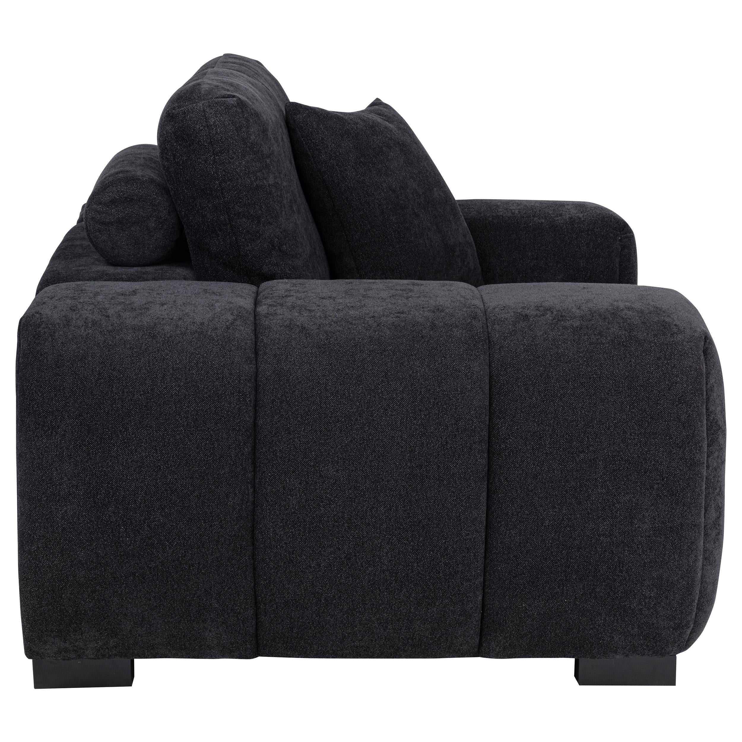Octavia Black Fabric Upholstered Track Arm Accent Chair - Image 5