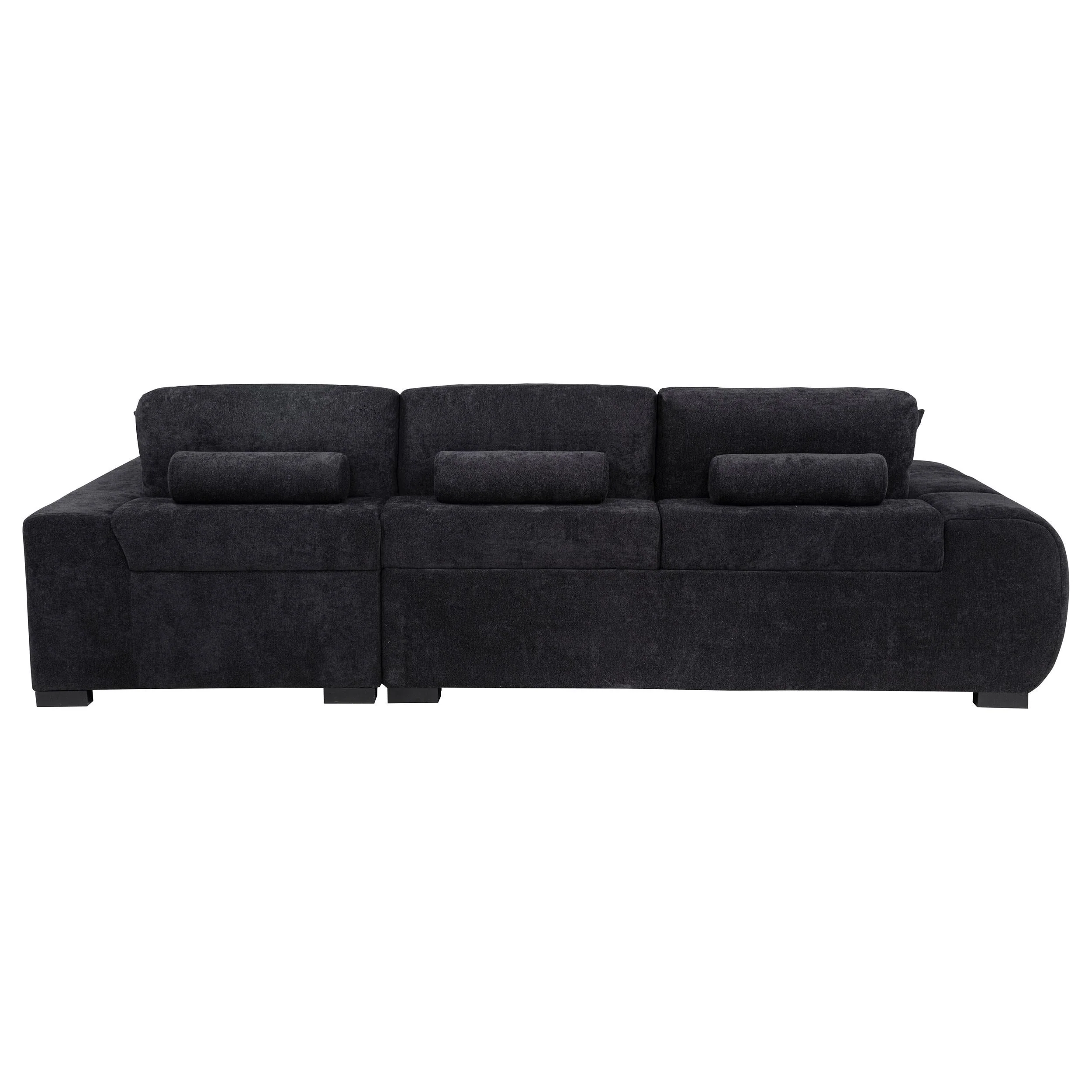 Octavia Black Fabric Upholstered Track Arm Sectional Sofa - Image 4