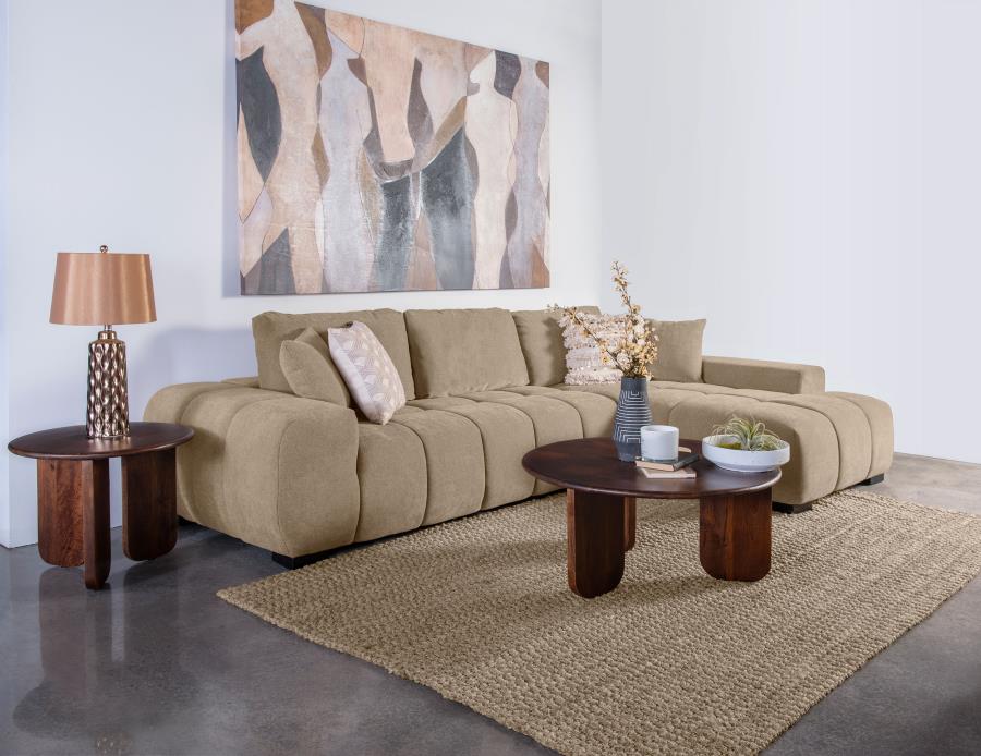 Octavia Camel Upholstered Sectional Chaise Sofa