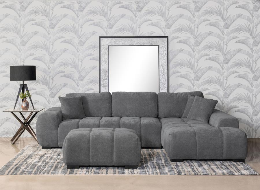 Octavia Charcoal Gray Upholstered Sectional Chaise Sofa