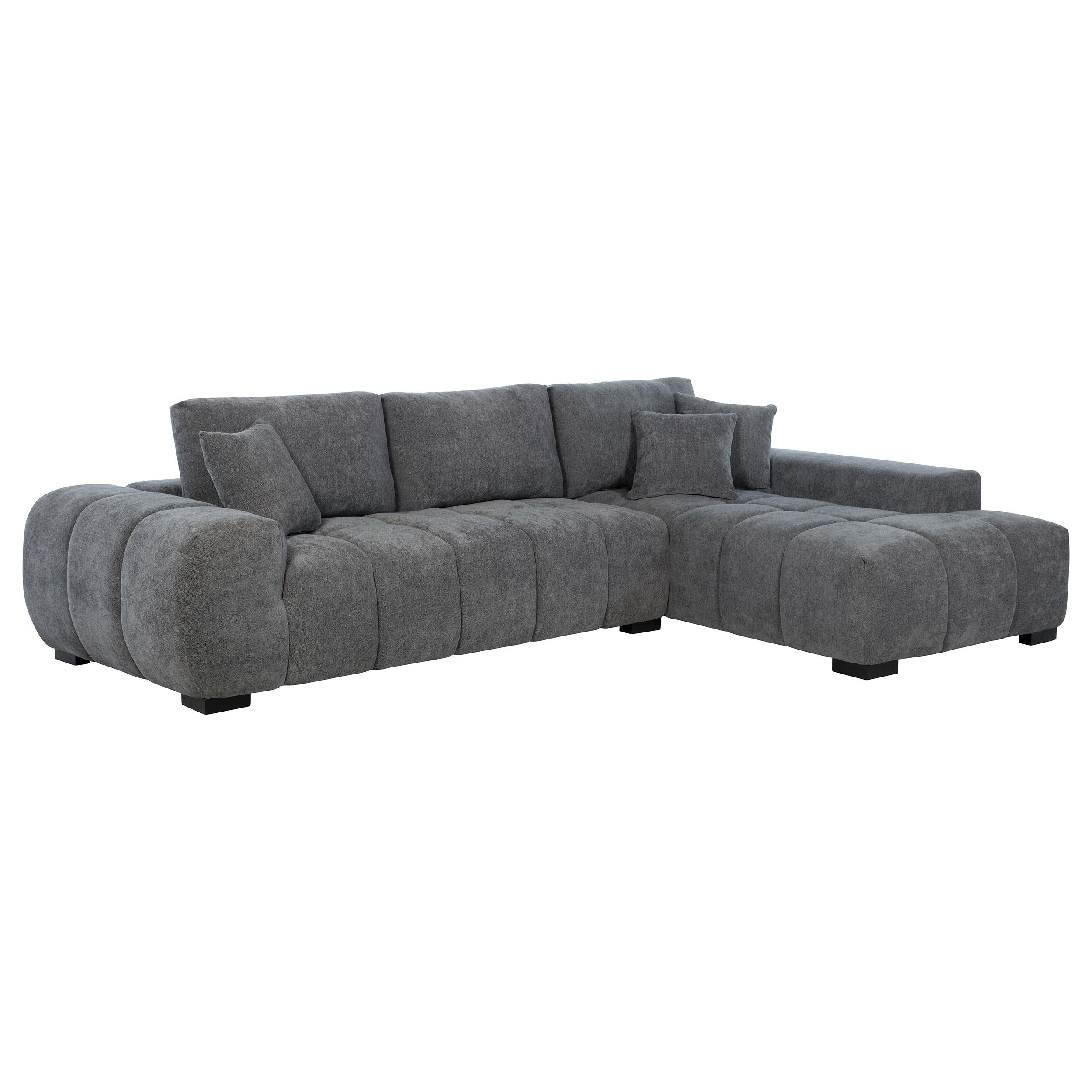 Octavia Charcoal Gray Upholstered Sectional Chaise Sofa - Image 3