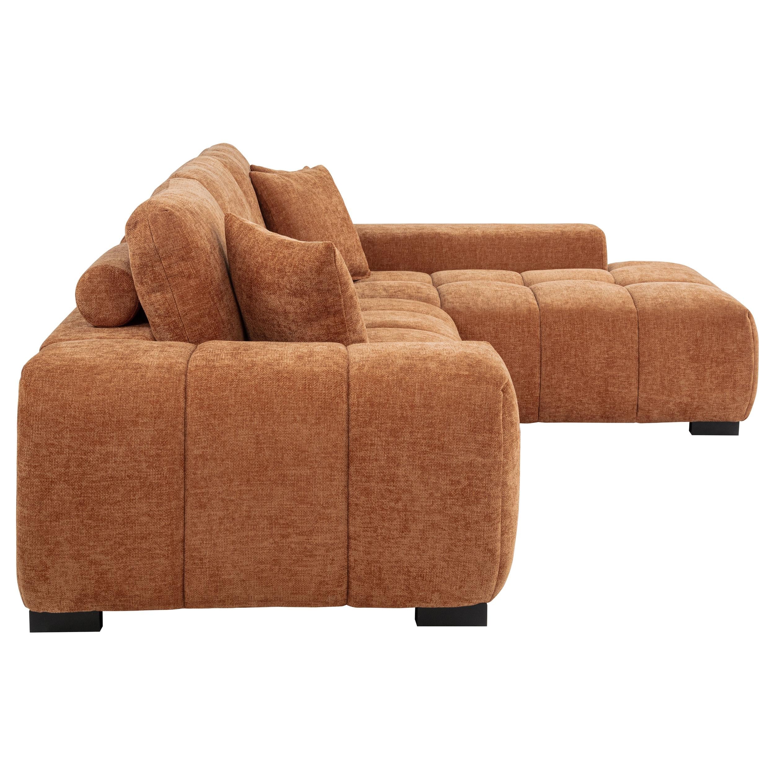 Octavia Orange Fabric Upholstered Sectional Chaise Sofa - Image 5