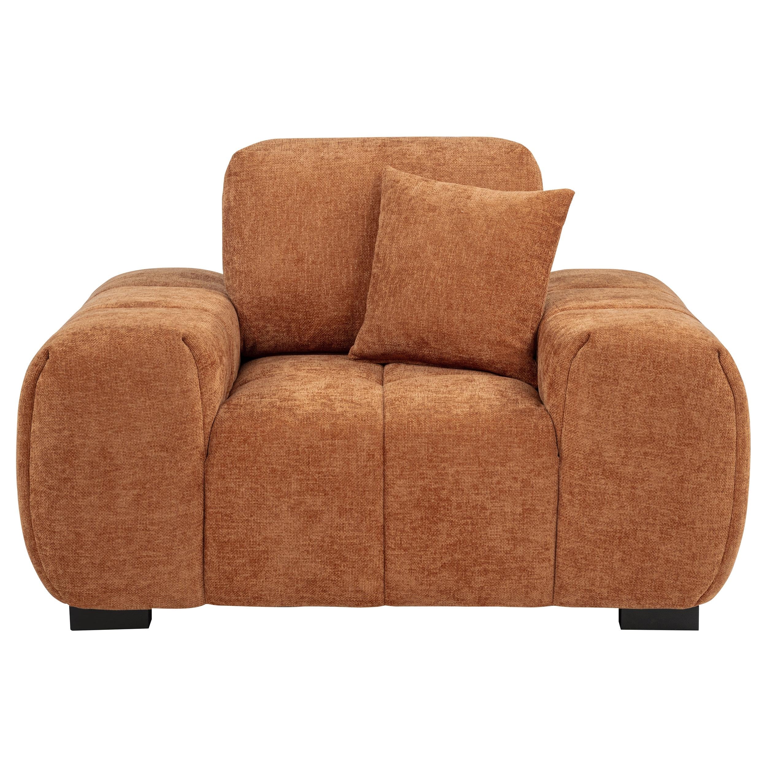 Octavia Orange Fabric Upholstered Track Arm Accent Chair - Image 2