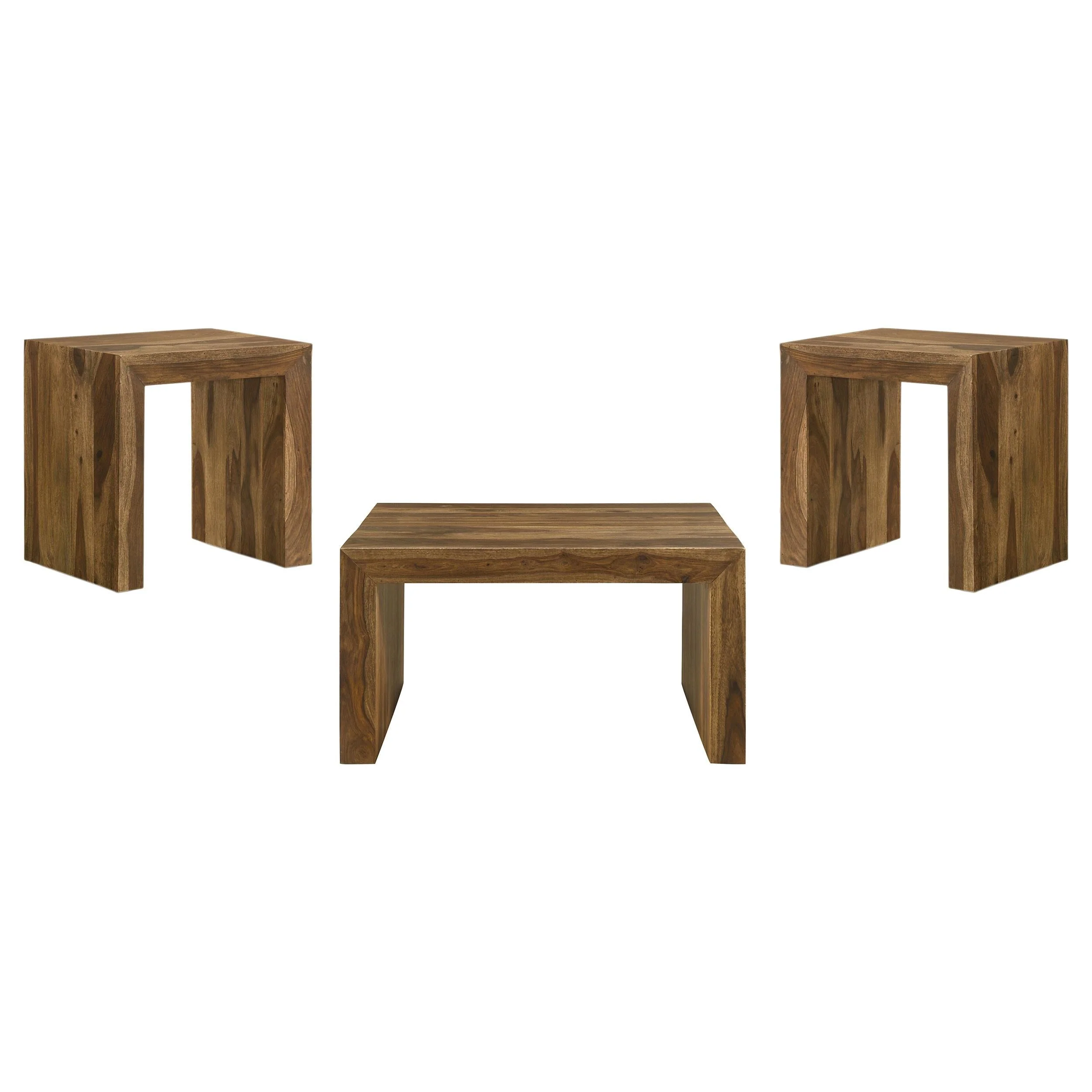 Odilia Auburn 3-Piece Solid Wood Coffee and End Table Set - Image 2