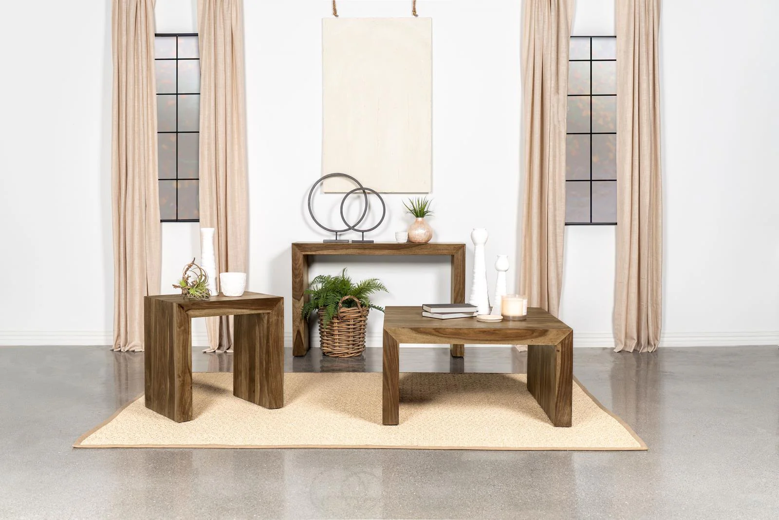 Odilia Square Solid Wood Coffee Table Auburn - Image 2