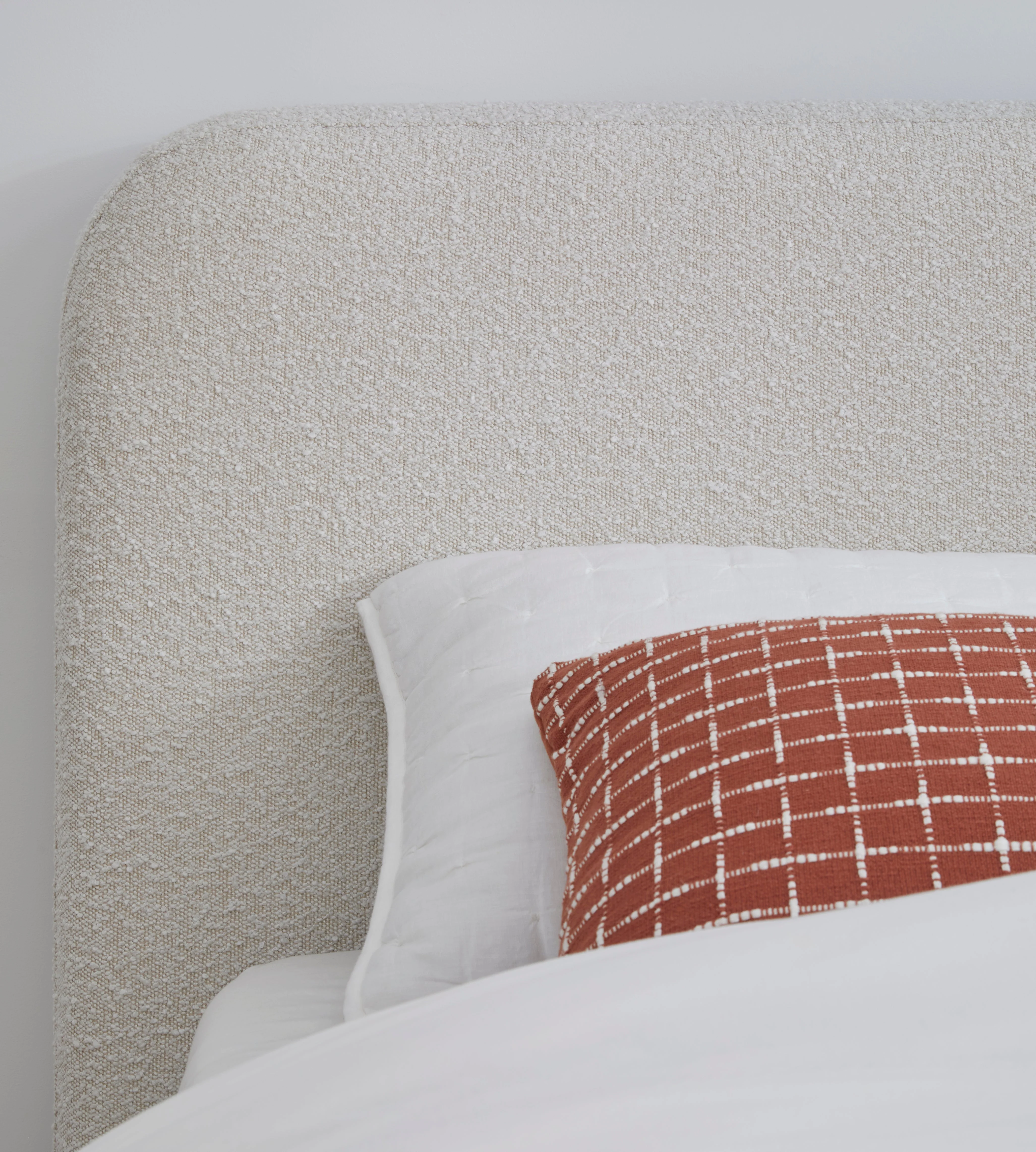 Off-White Upholstered Full Platform Bed in Ricotta Boucle - Image 4