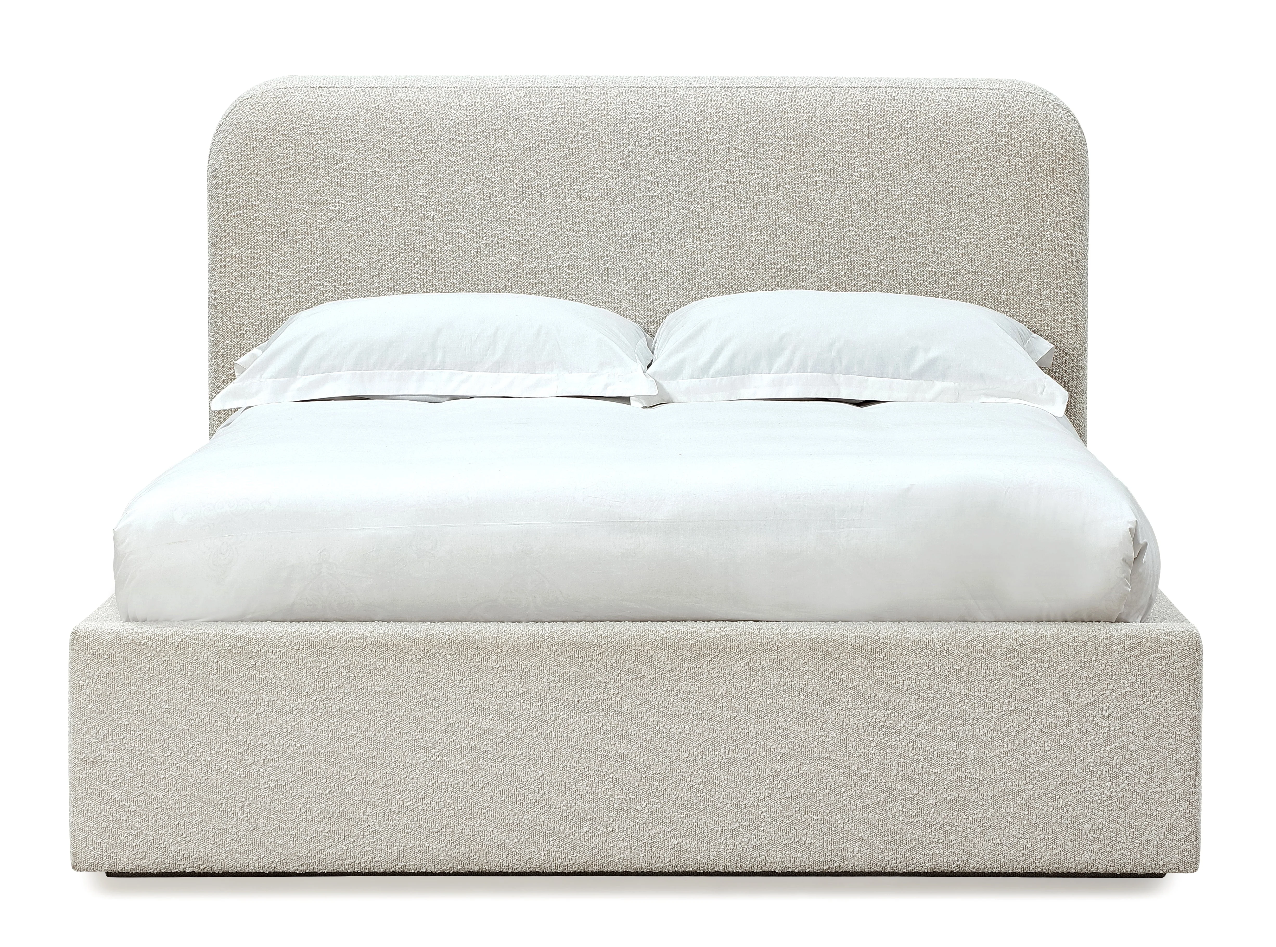 Off-White Upholstered Queen Platform Bed in Ricotta Boucle - Image 6