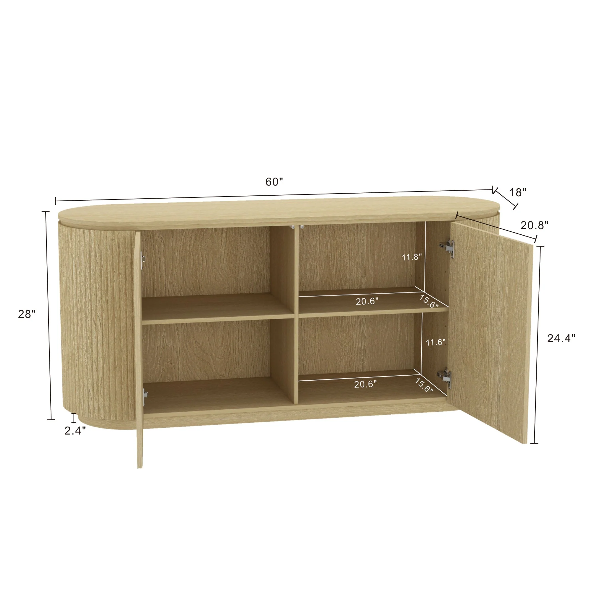 Olivia 60" Sideboard in Natural Oak - Image 3