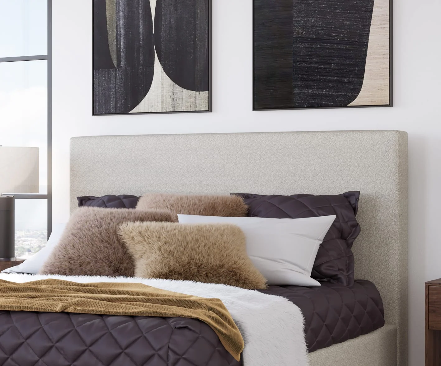 Olivia Ivory Upholstered Full Headboard - Image 2