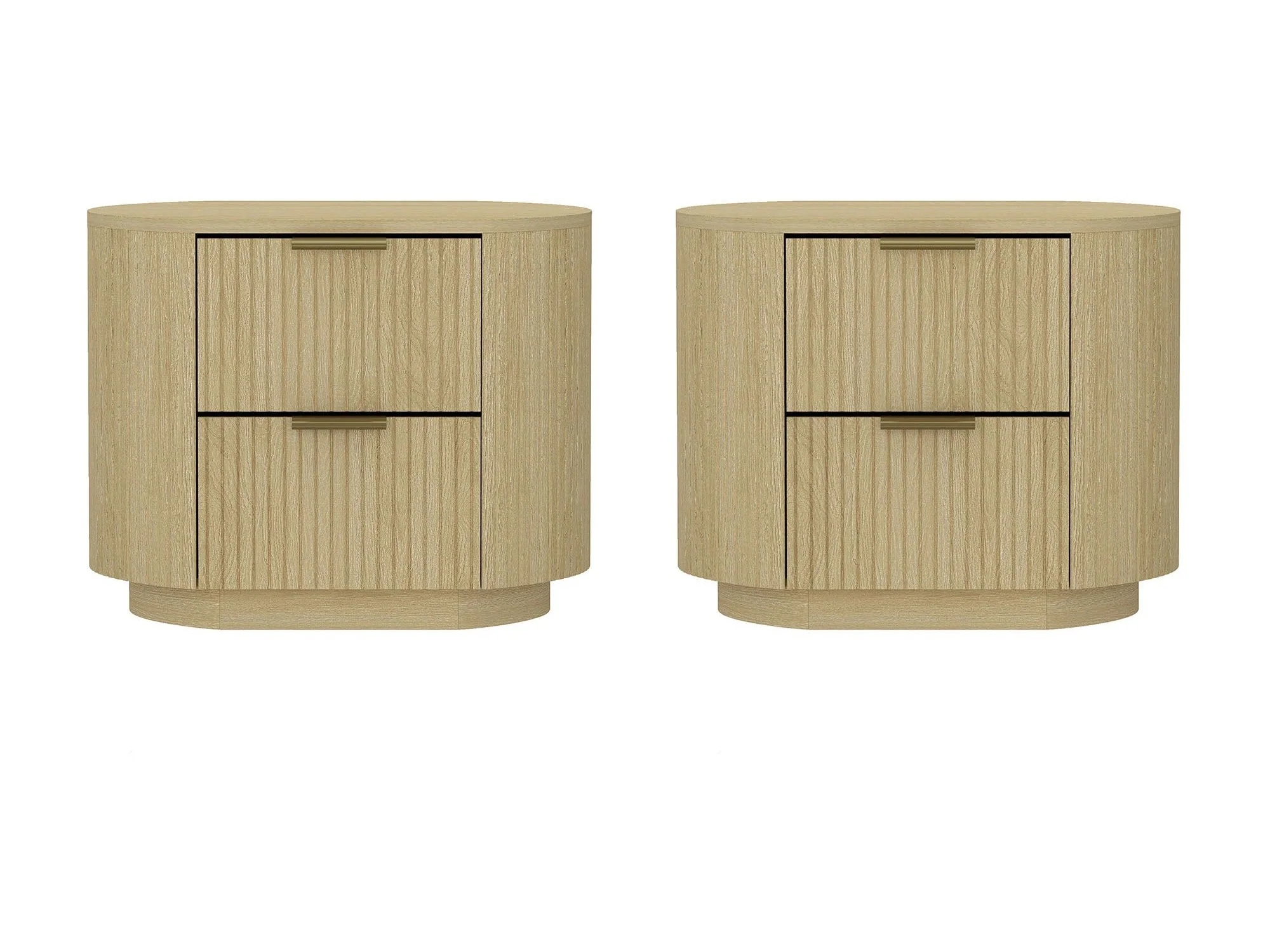Olivia Nightstand in Natural Oak and Gold (set of 2)