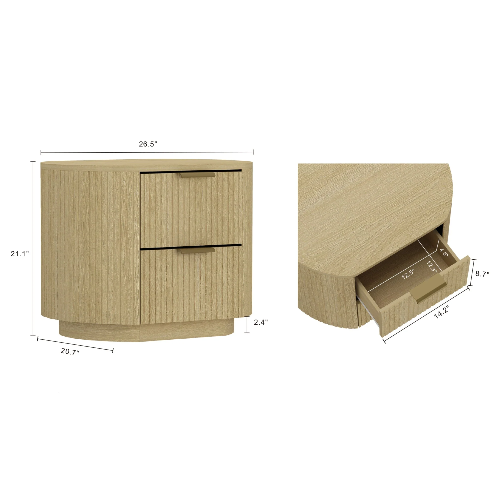 Olivia Nightstand in Natural Oak and Gold (set of 2) - Image 3