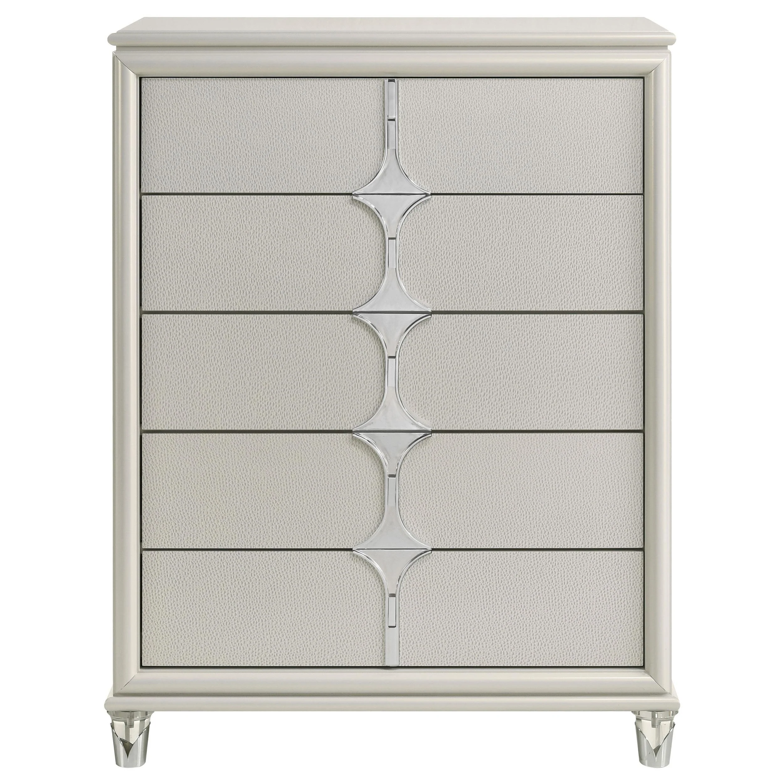 Olivia Pearl White 5-drawer Bedroom Chest of Drawers - Image 3