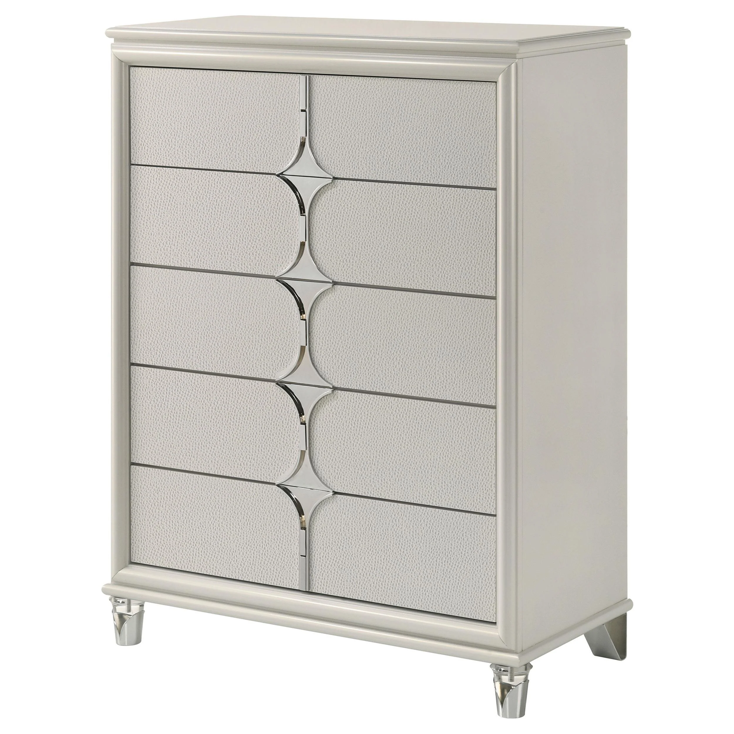 Olivia Pearl White 5-drawer Bedroom Chest of Drawers - Image 4