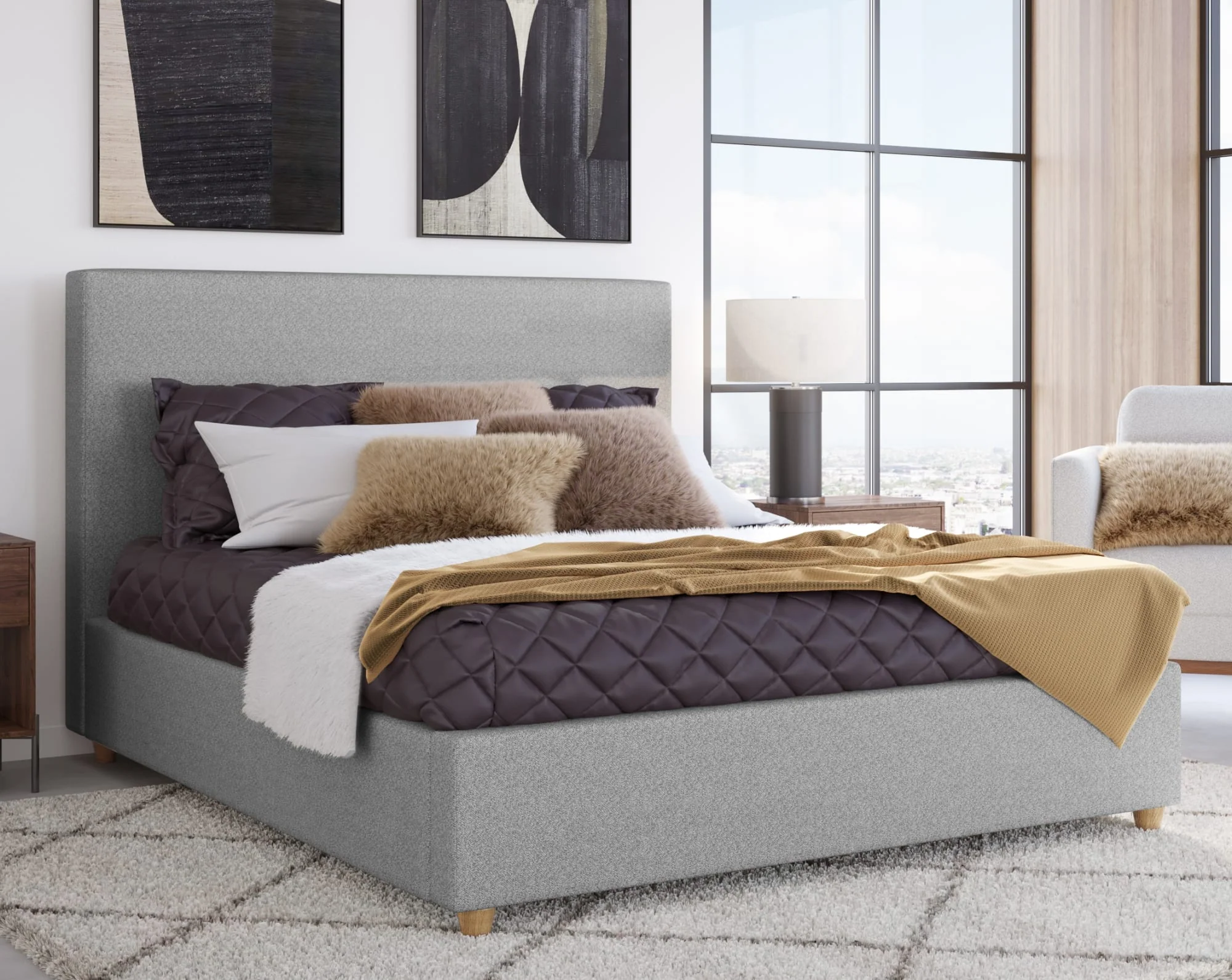 Olivia Pewter California King Upholstered Platform Bed - Image 2
