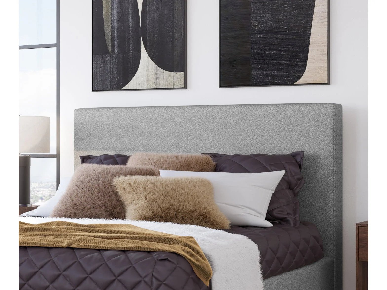 Olivia Upholstered Headboard in Pewter