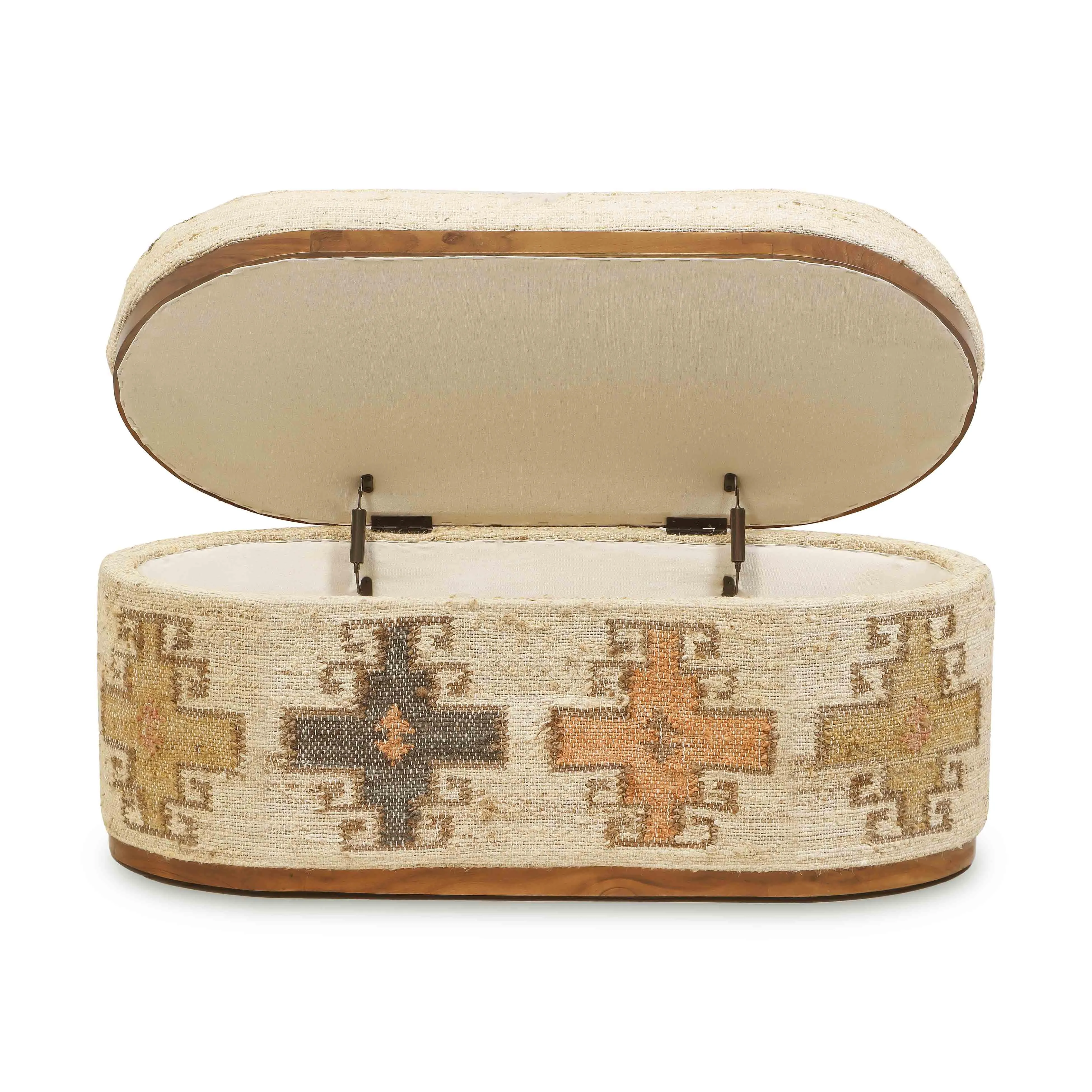 Olivier Cotton Oval Storage Ottoman - Image 3