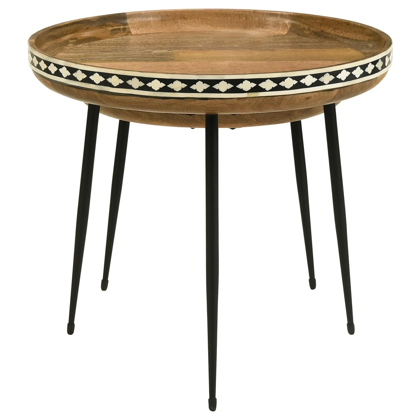 Ollie Natural and Black 2-piece Round Nesting Table - Image 5