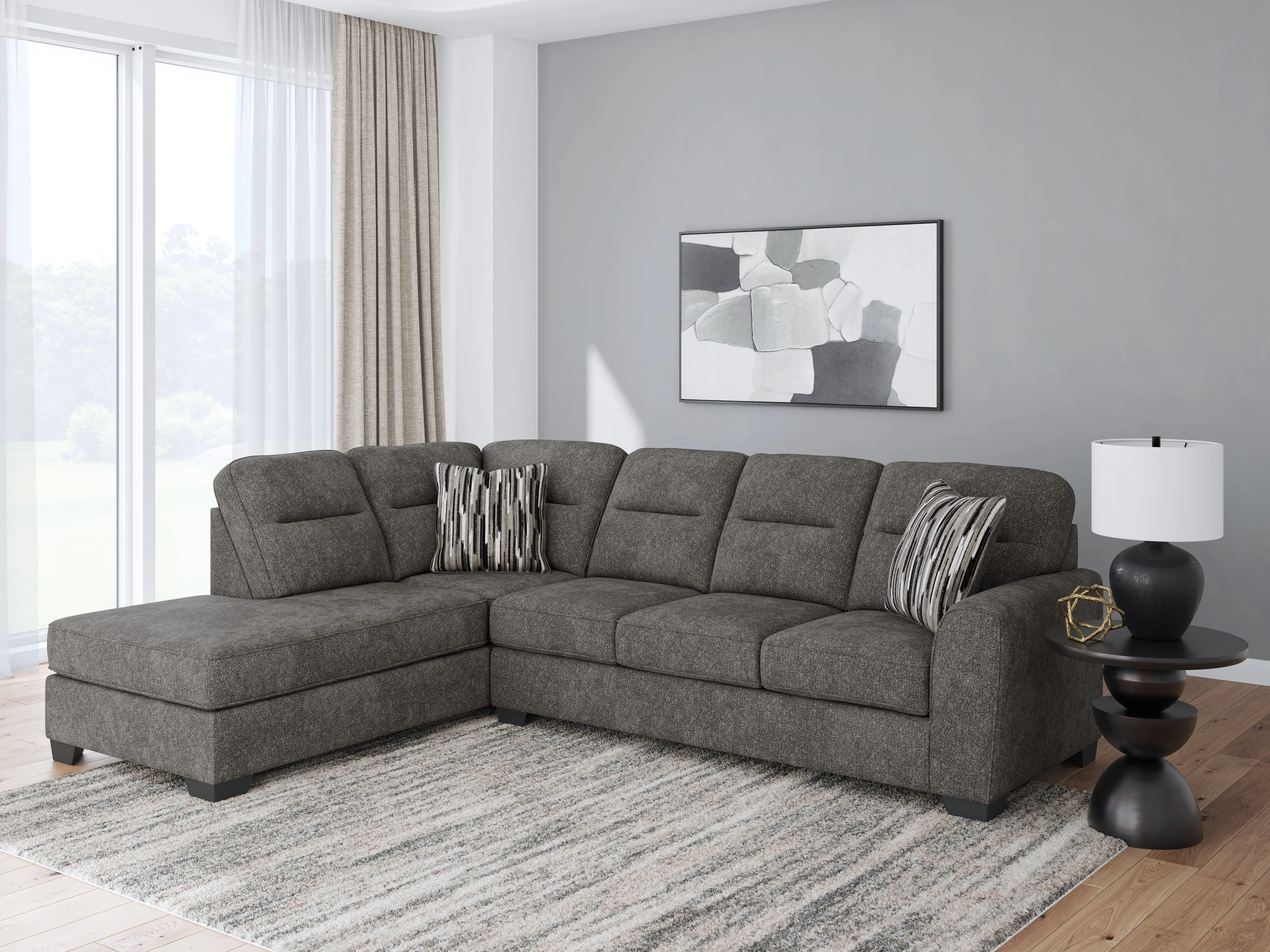 Olten Graphite 2-Piece Sectional with LAF Chaise - Image 2