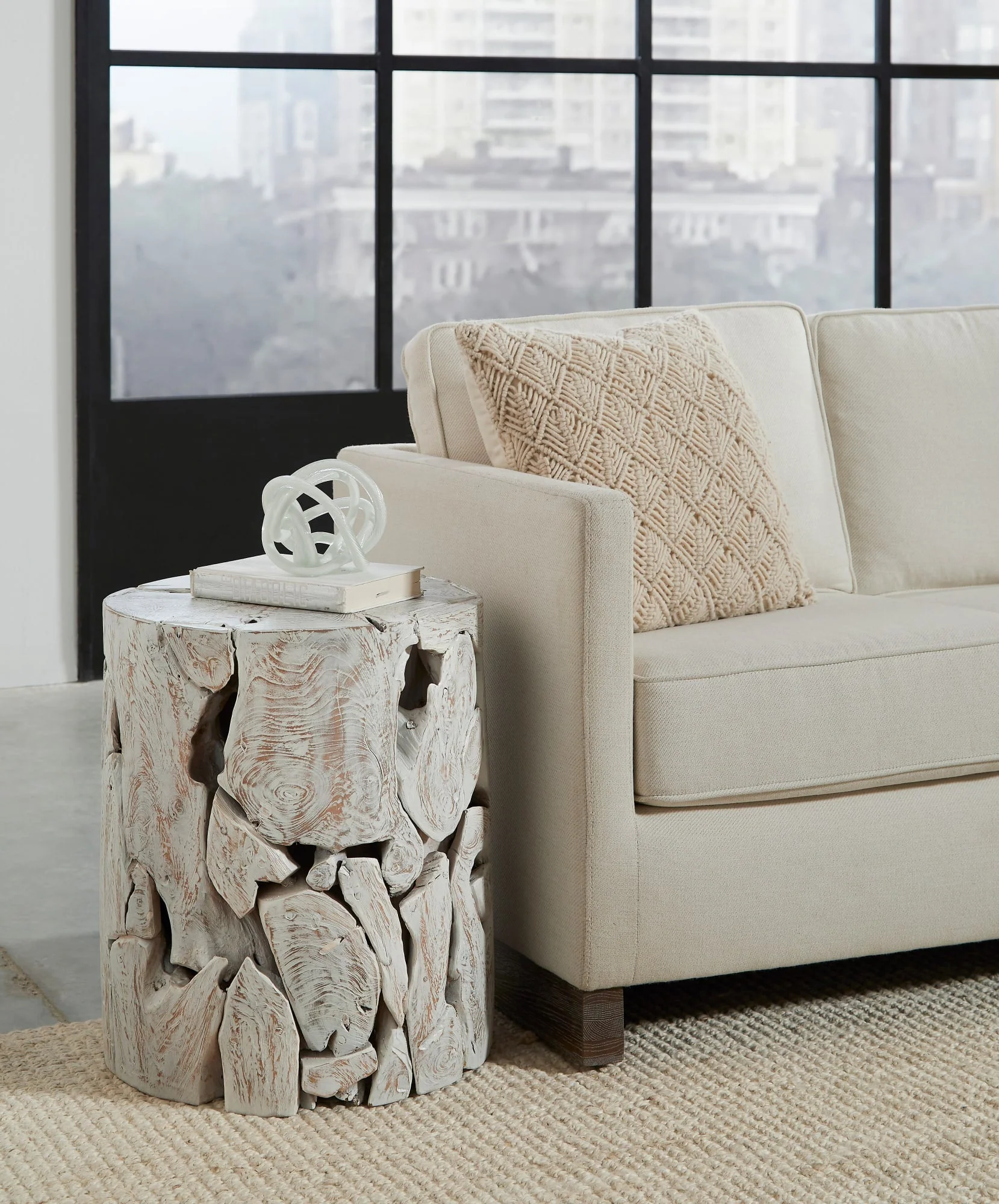 One Bleached Teak Teak Slice Round End Table - Image 2